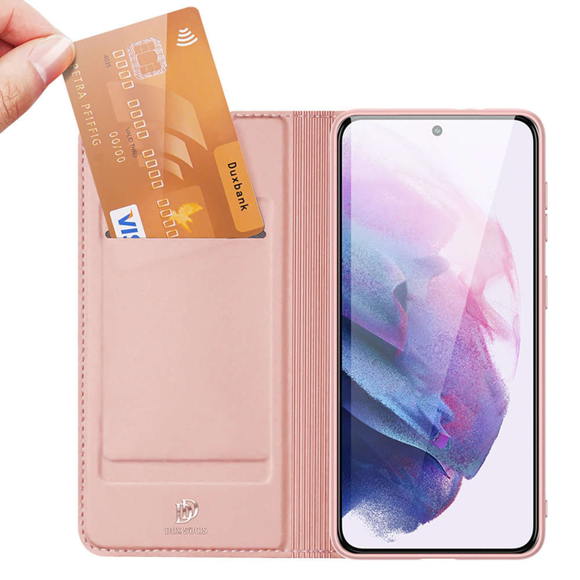 

Etui ochronne z klapką Dux Ducis Skin Pro skórzane do Samsung Galaxy S22 Różowe