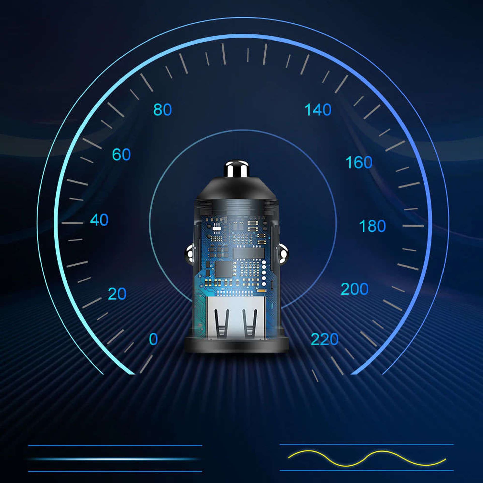 

Mini Ładowarka samochodowa Alogy do auta 2x USB 48W QuickCharge 3.0 Czarna