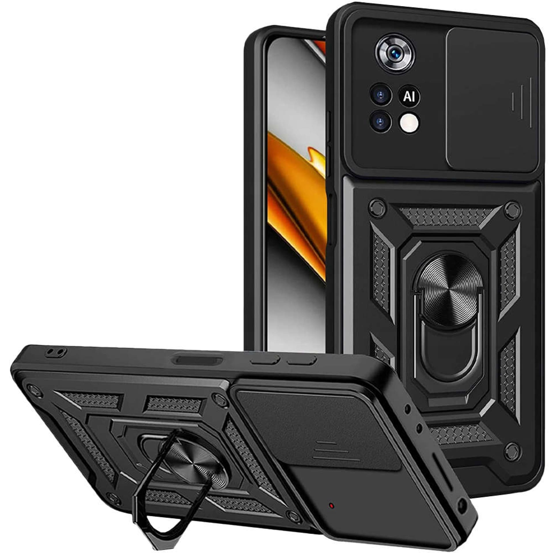 

Etui Alogy Camshield Stand Ring z osłonką na aparat do Xiaomi Poco X4 Pro 5G