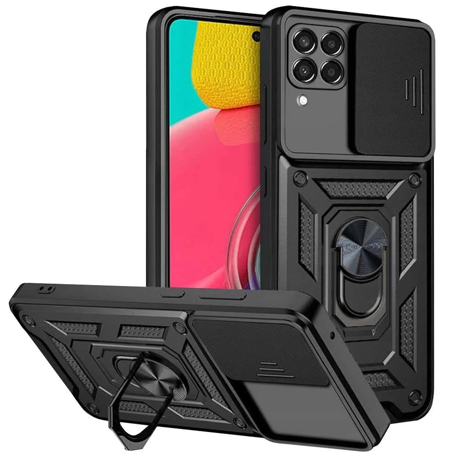 

Pancerne etui z osłoną aparatu Alogy Camshield Stand Ring do Samsung Galaxy M53 5G czarne
