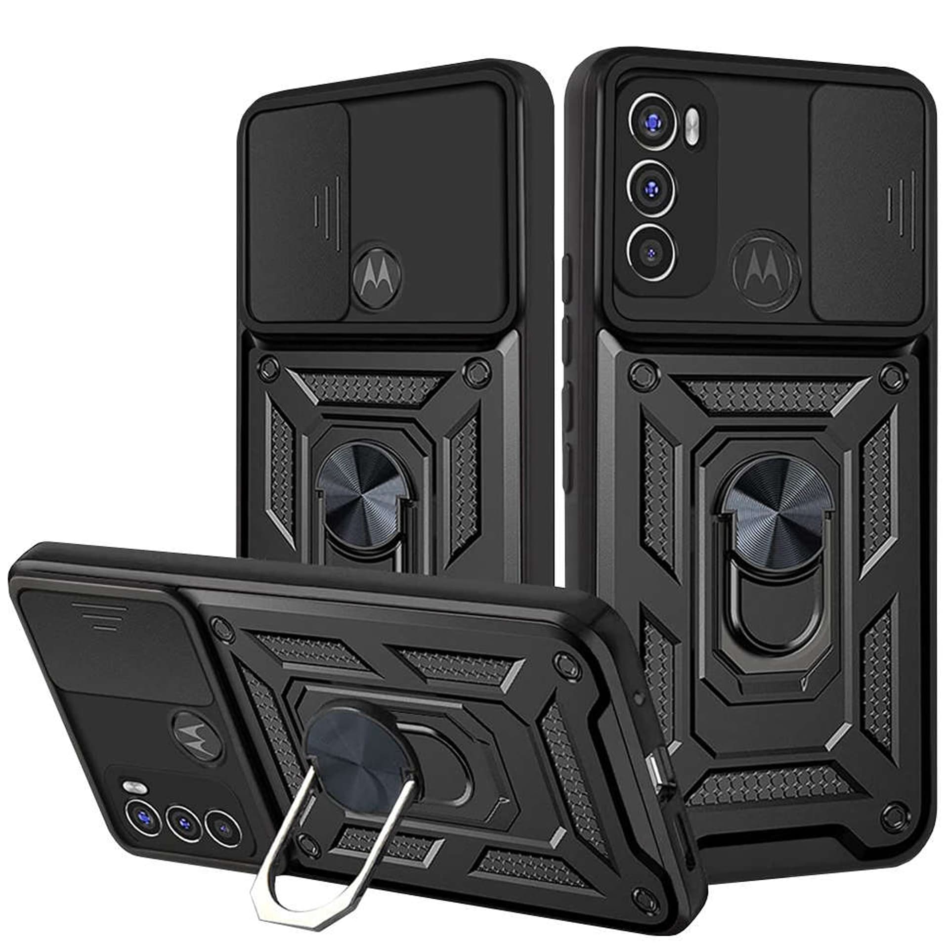 

Pancerne etui z osłoną aparatu Alogy Camshield Stand Ring do Motorola Moto G60 Czarne