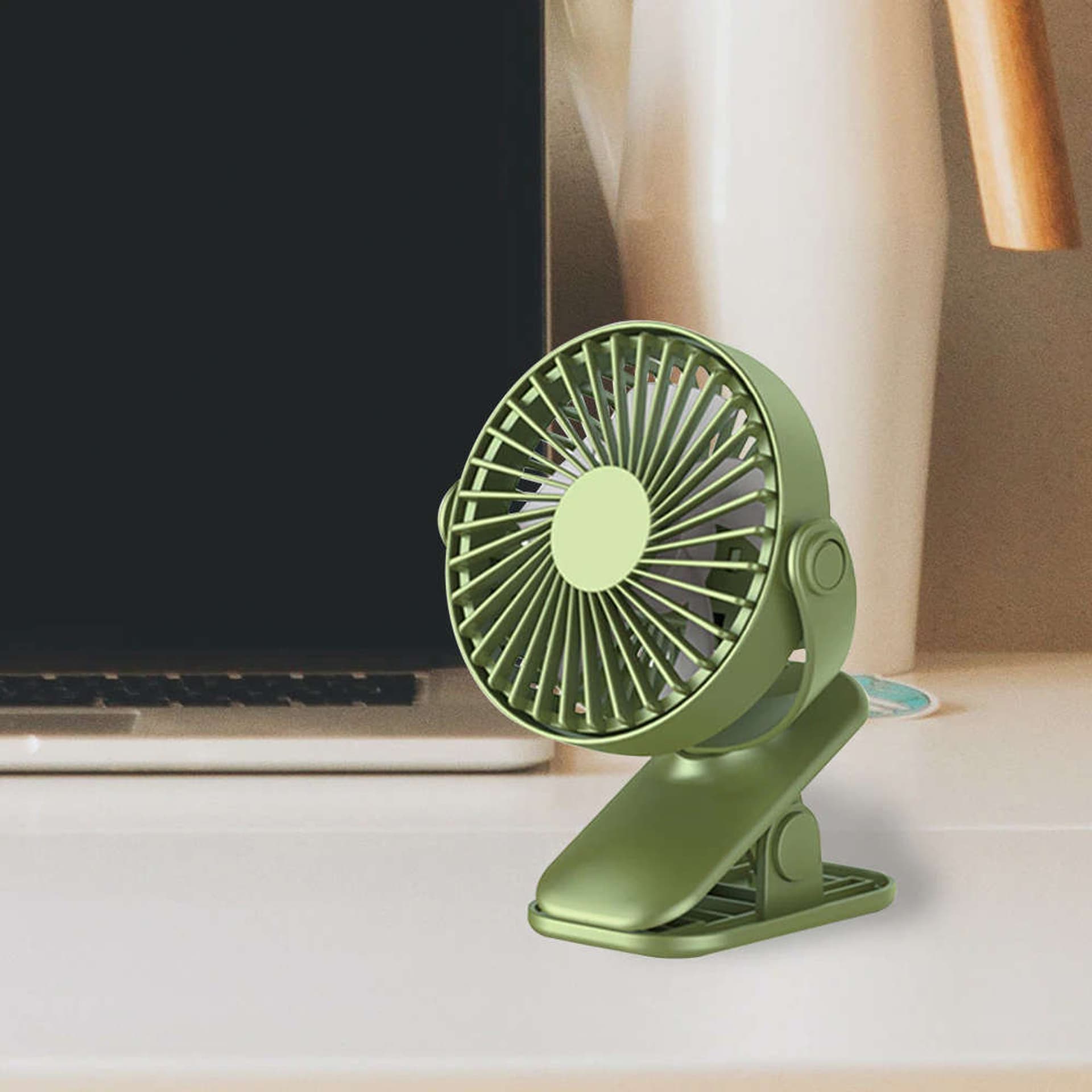 

Przenośny wiatrak wiatraczek Alogy bezprzewodowy wentylator z klipsem na biurko USB Zielony