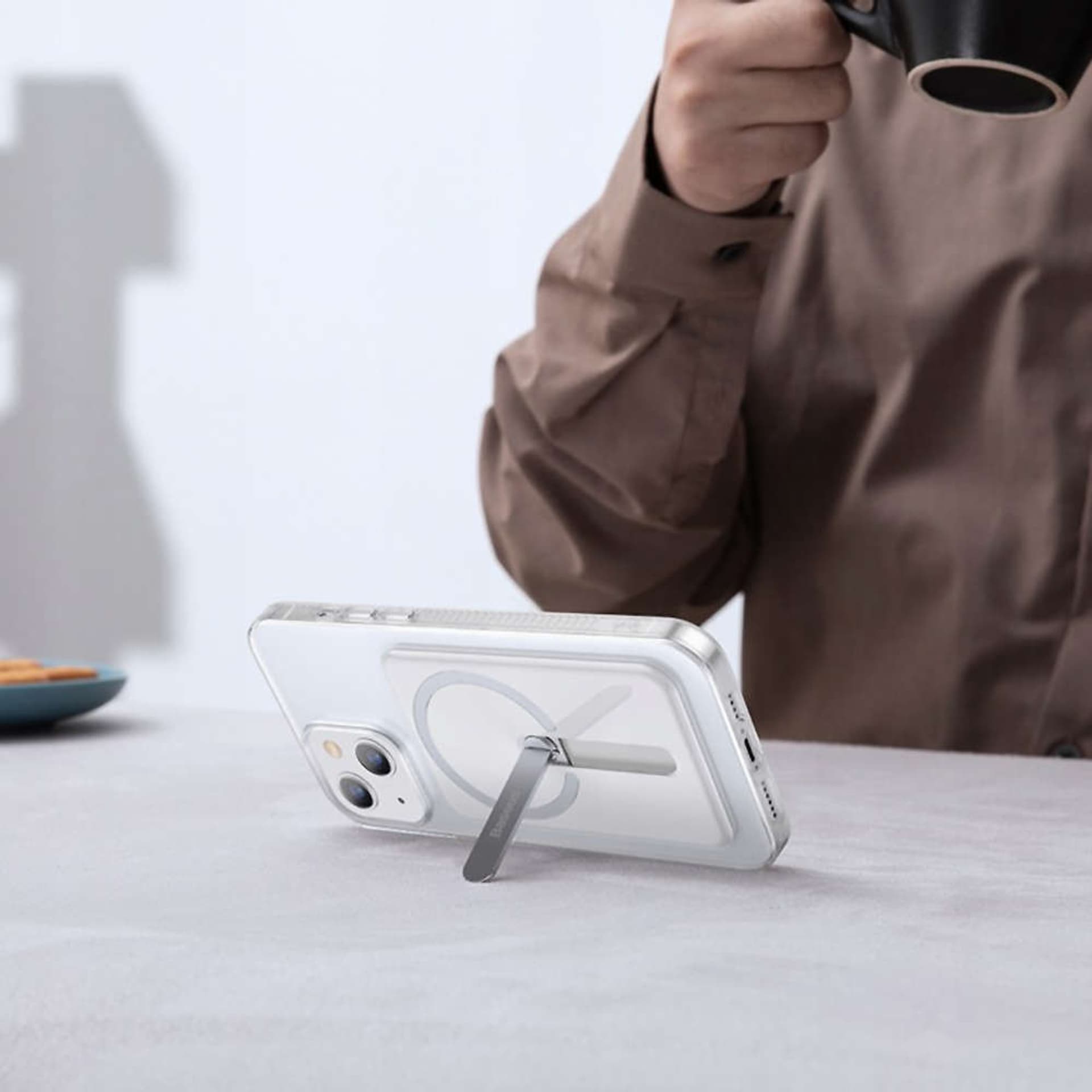 

Etui do iPhone 13 do MagSafe Baseus Crystal Magnetic z podstawką Przezroczyste