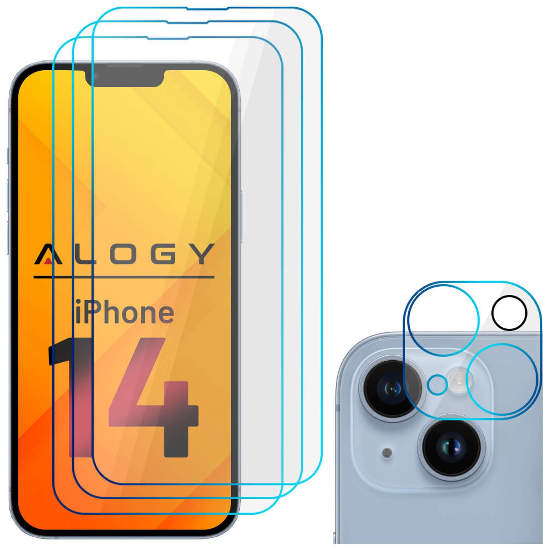 

Alogy Glass Pack 3x Szkło hartowane na ekran 9h + Szkło na obiektyw do Apple iPhone 14