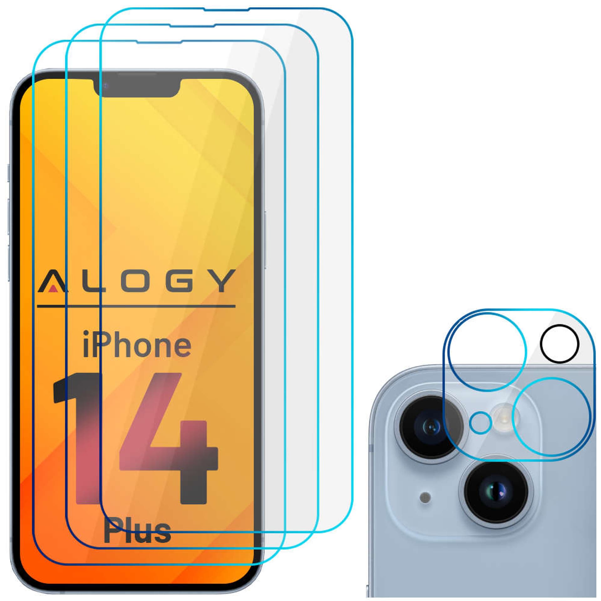 

Alogy Glass Pack 3x Szkło hartowane na ekran 9h + Szkło na obiektyw do Apple iPhone 14 Plus