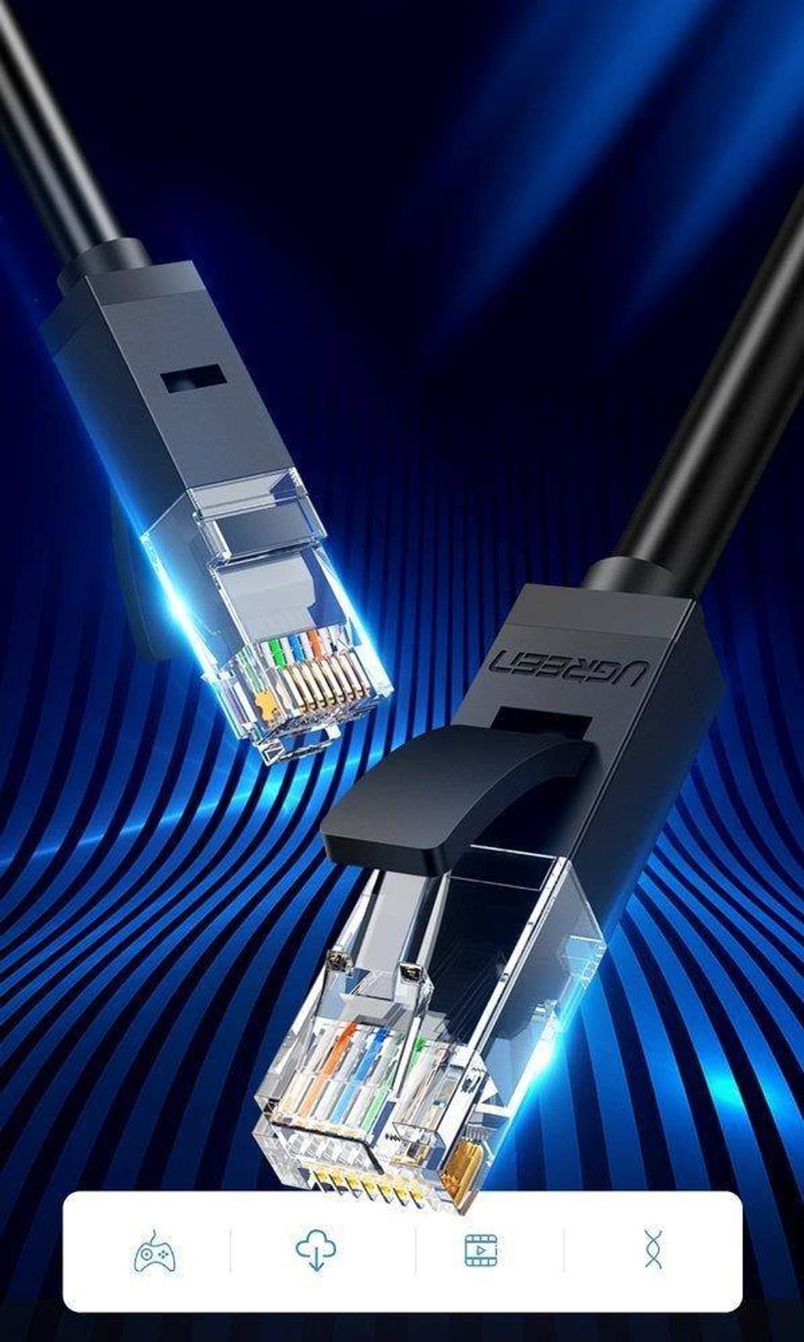 

Kabel sieciowy UGREEN Ethernet RJ45, Cat.6, UTP, 5m (czarny)