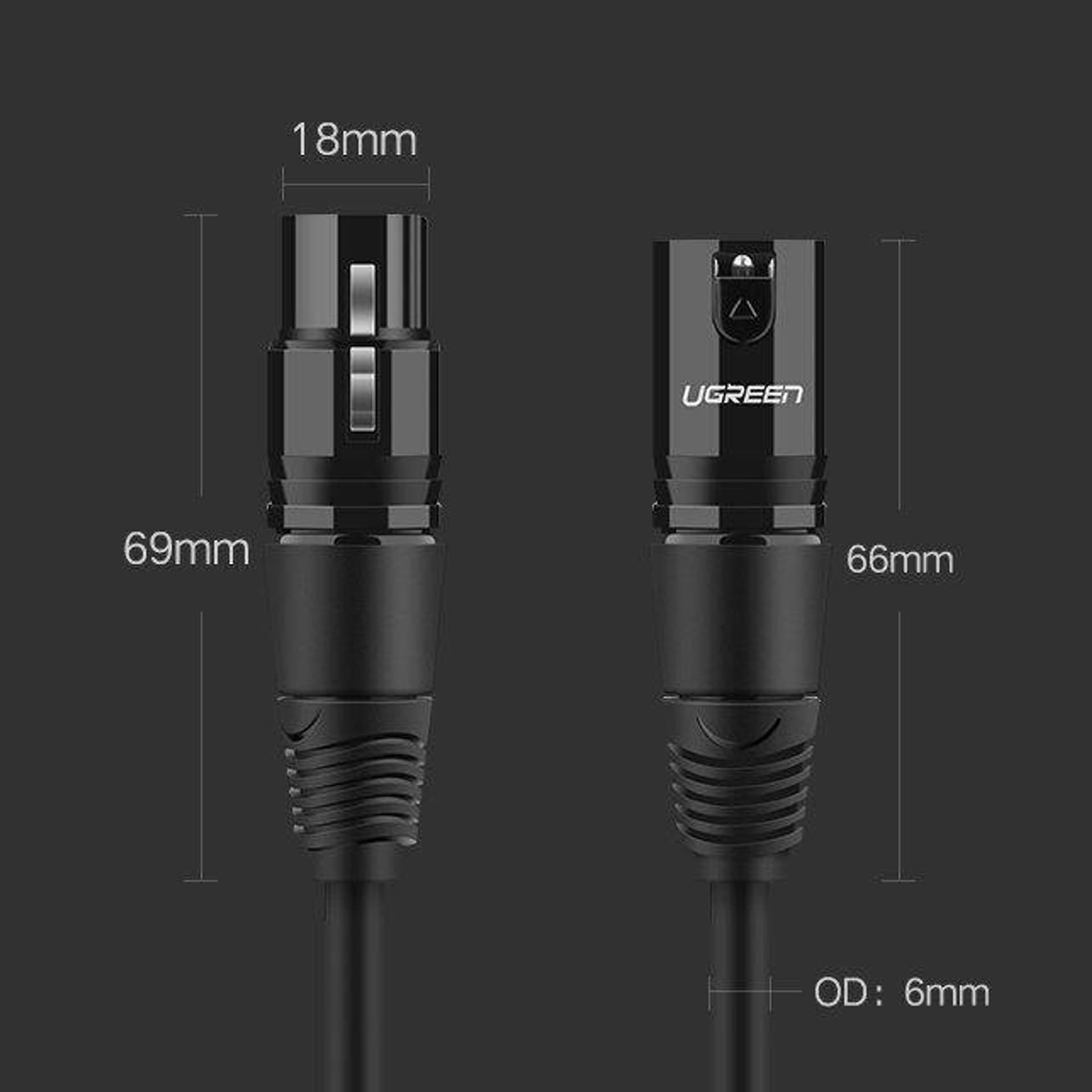 

UGREEN AV130 Kabel XLR żeński do XLR męski - 3m (czarny)