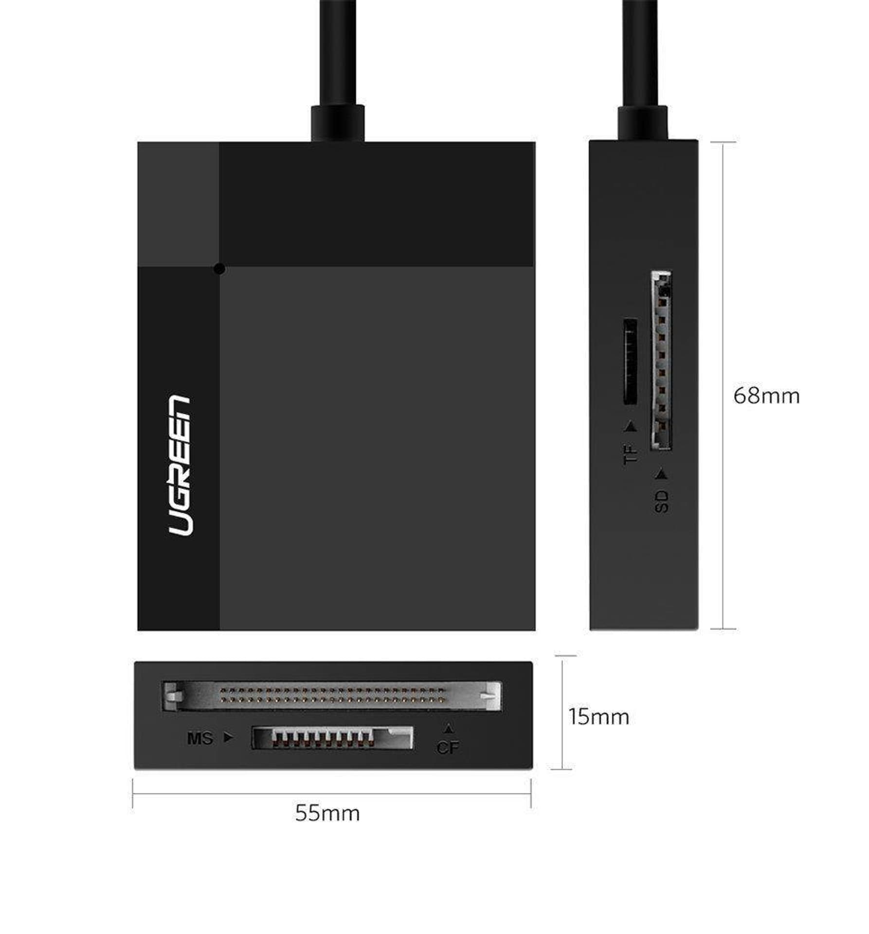 

UGREEN CR125 Czytnik kart 4 w 1 USB 3.0, 0,5m (czarny)