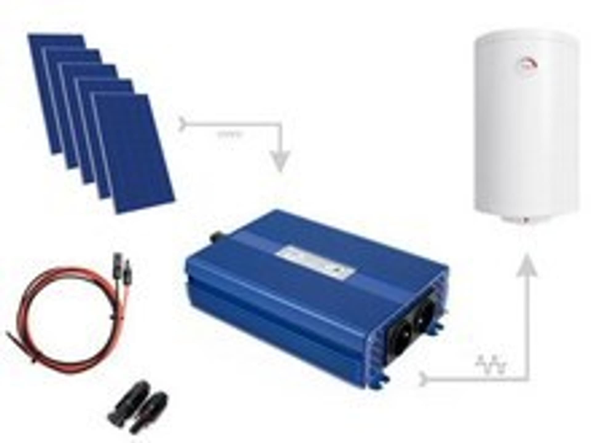 

Zestaw solarny 2050W do grzania wody w bojlerach: Przetwornica ECO Solar Boost+5x Panel solarny+2x Kabel solarny+Złącza MC4