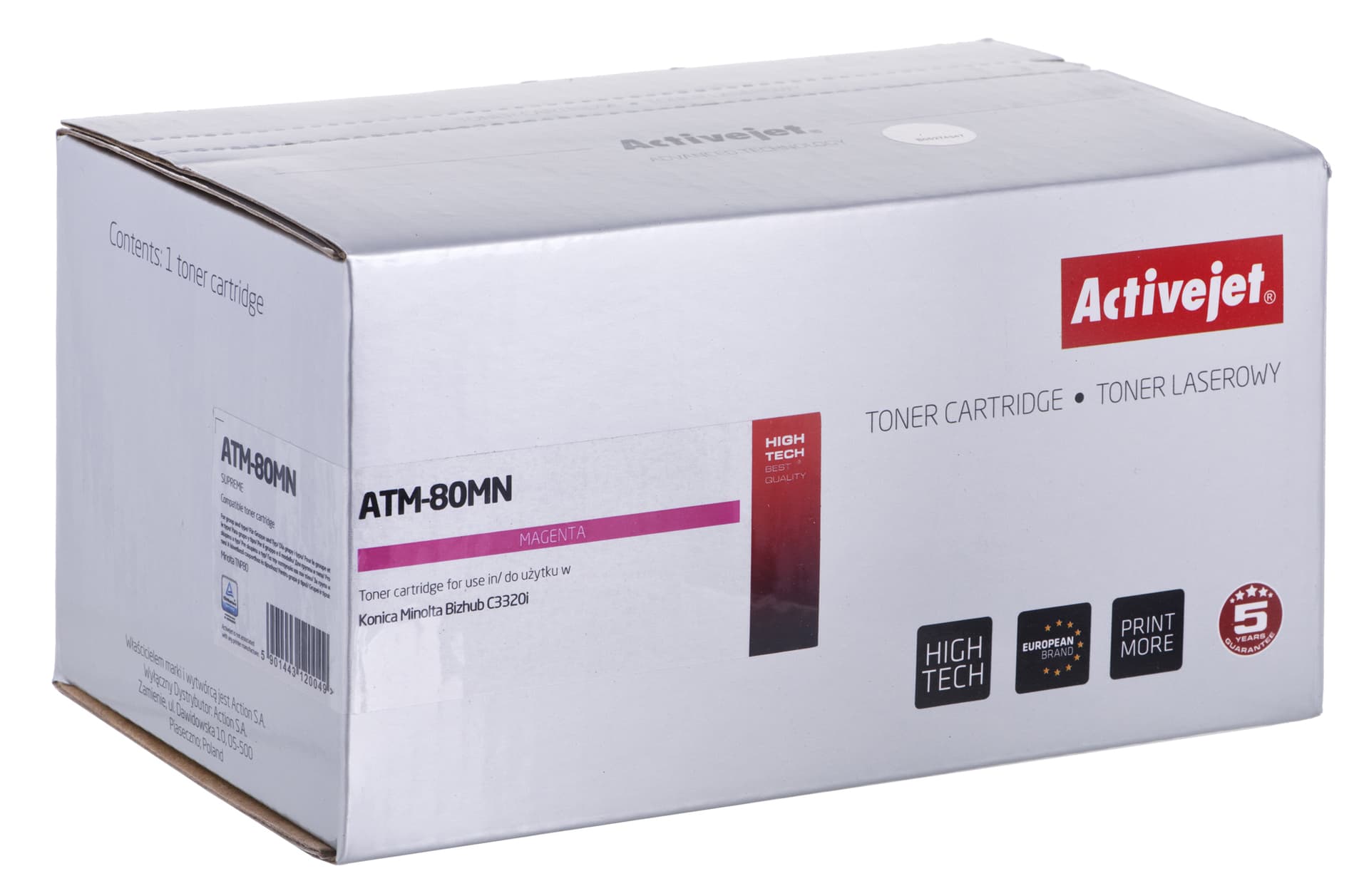 

Toner Activejet ATM-80MN (zamiennik Konica Minolta TNP80M; Supreme; 9000 stron; purpurowy)