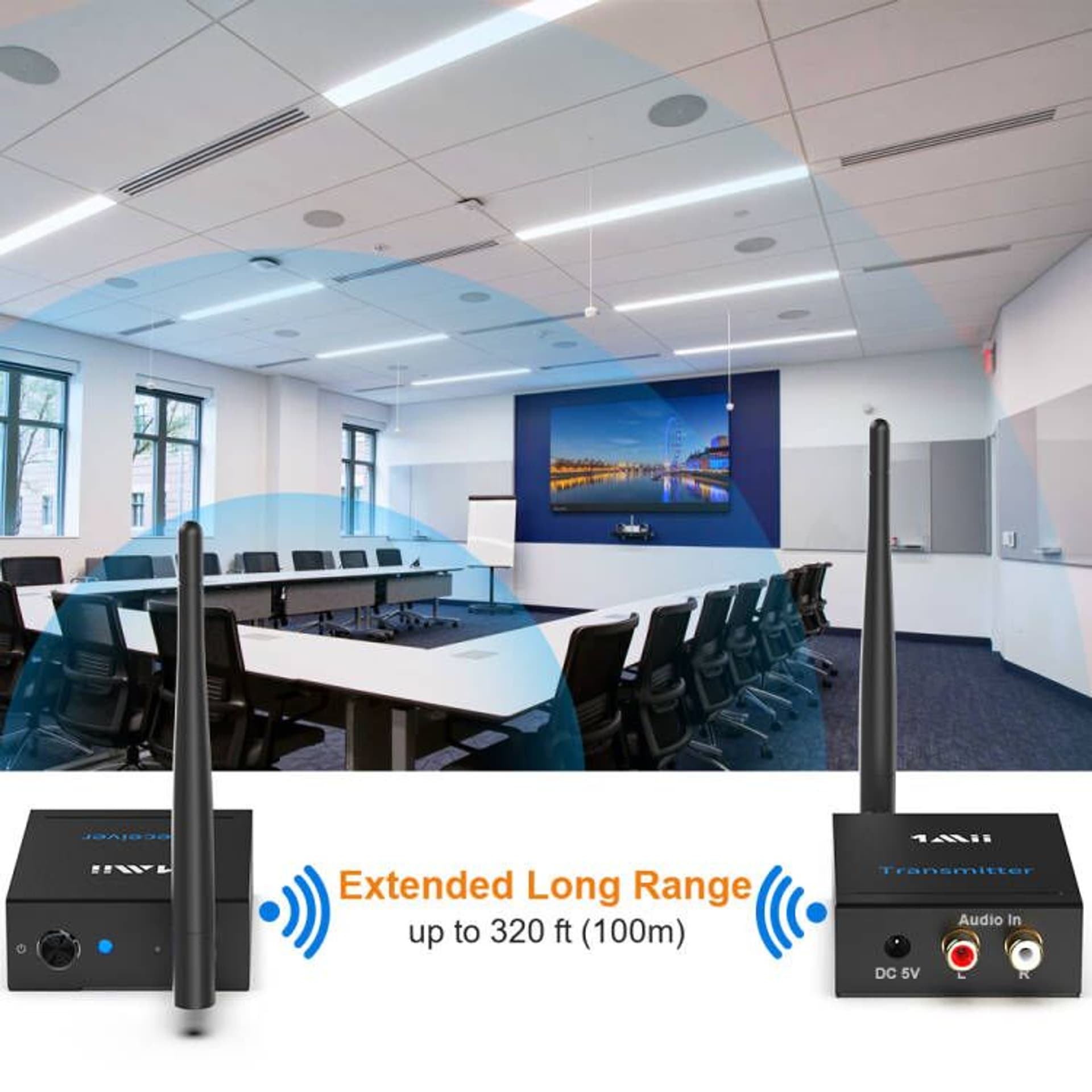 

Bezprzewodowy Przedłużacz Audio RT5066 2,4GHz 100m