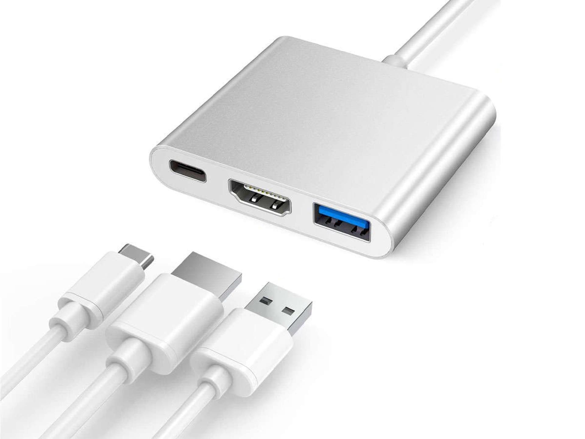

Adapter HUB 3w1 Alogy przejściówka USB-C 3.0 HDMI USB-A Srebrny