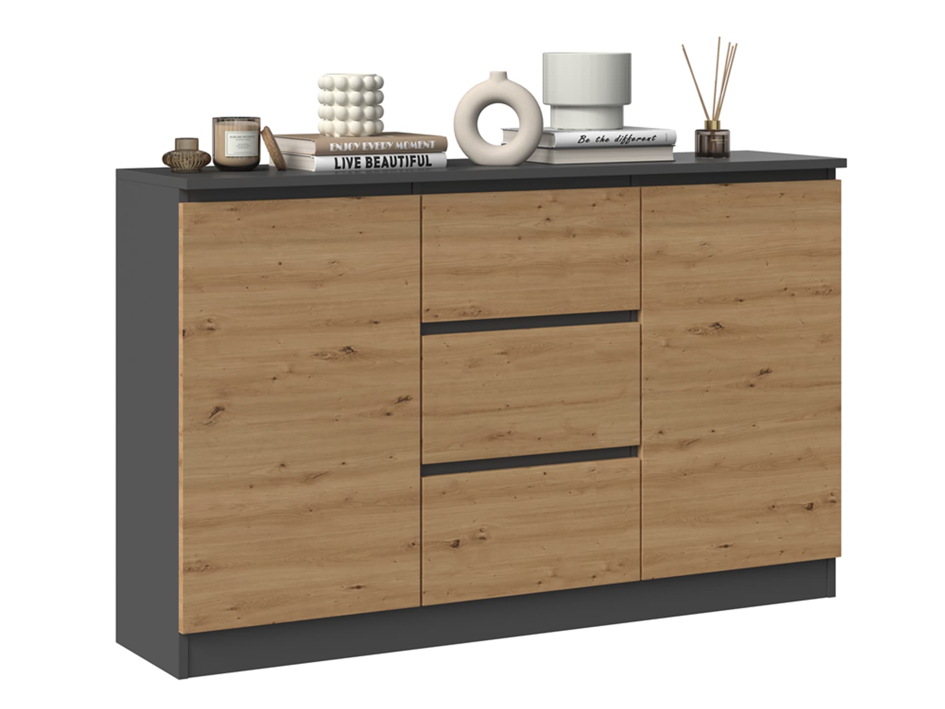 

KOMODA 2D3S 120 - ANTRACYT / DĄB ARTISAN