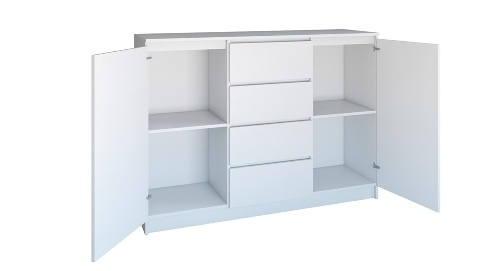

KOMODA 2 DRZWI 4 SZUFLADY BIEL KOMPLET