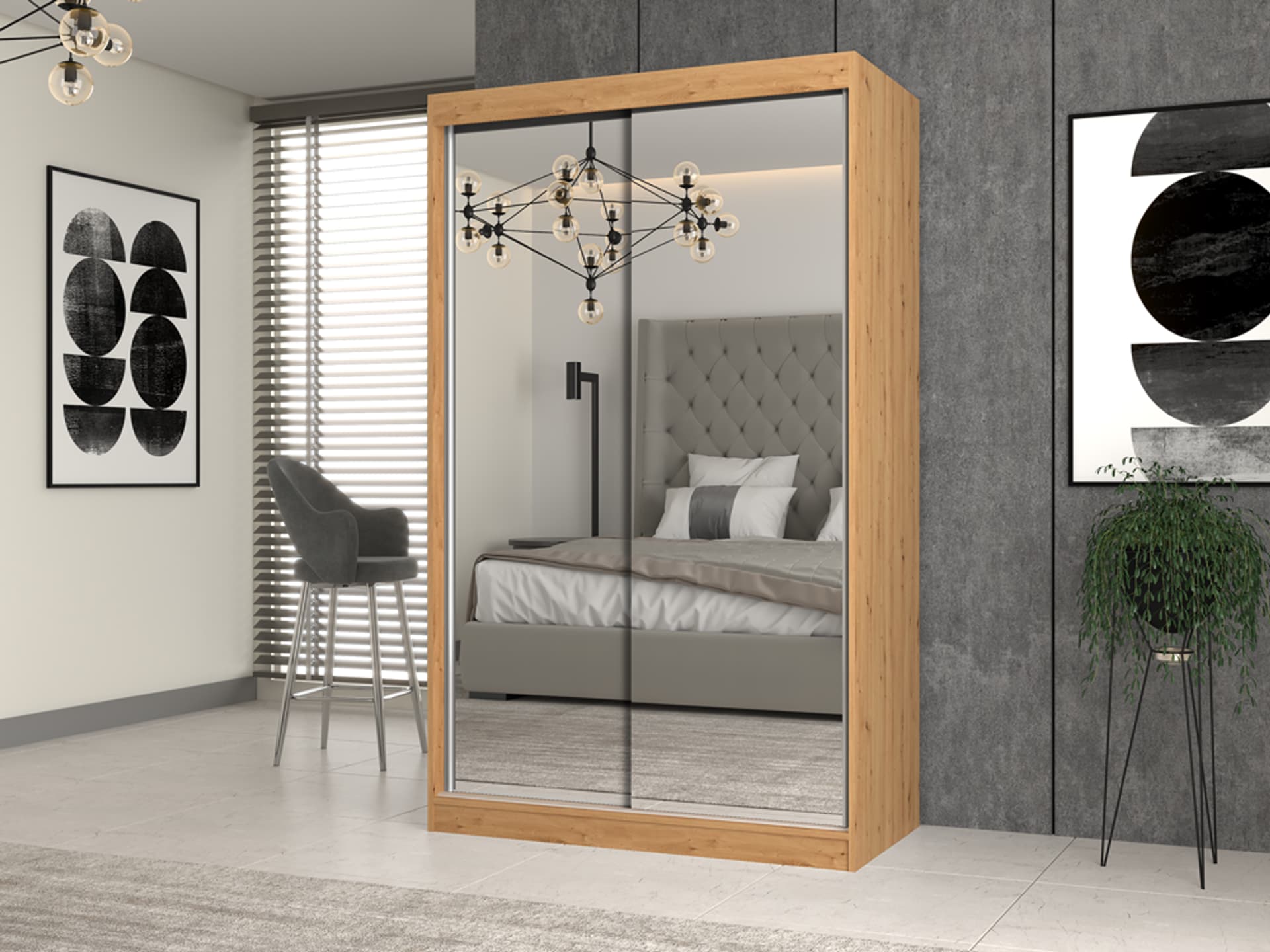

SZAFA IGA 120 Z 2 LUSTRAMI - DĄB ARTISAN