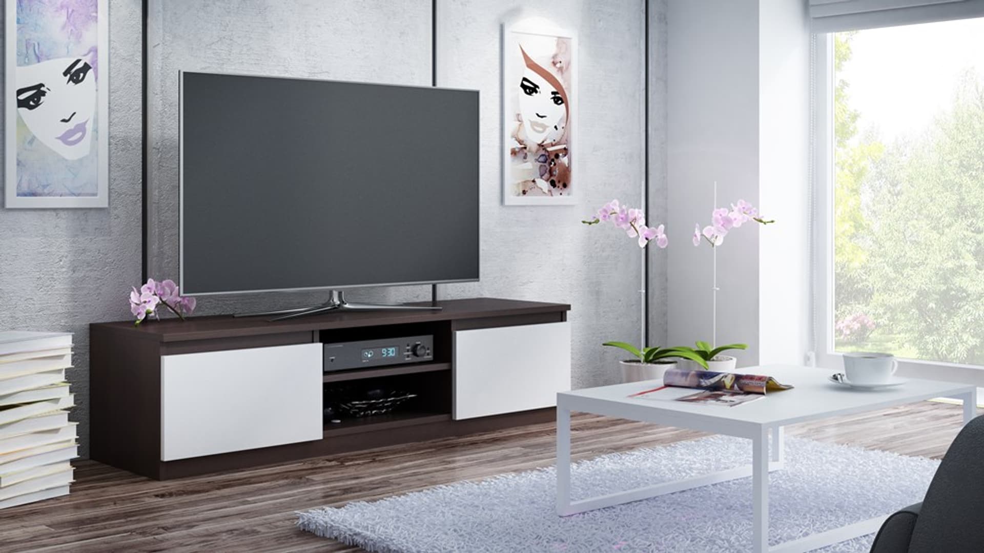 

STOLIK RTV MALWA 140 - WENGE / BIEL