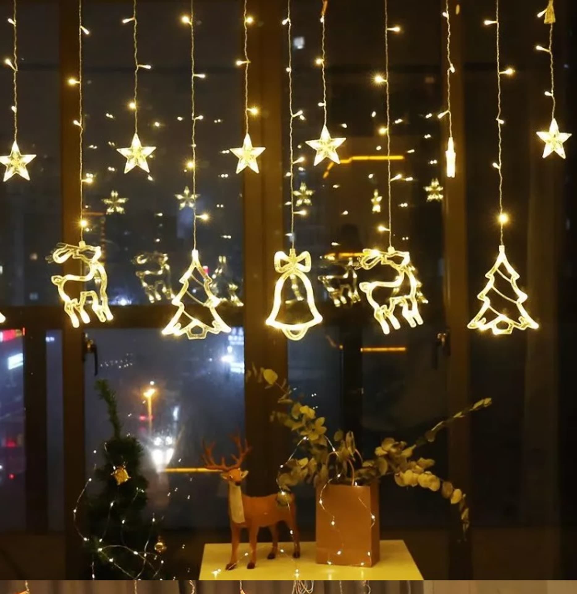 

Lampki LED kurtyna renifer 2,5m 138LED ciepły biały 8 trybów świecenia IP44