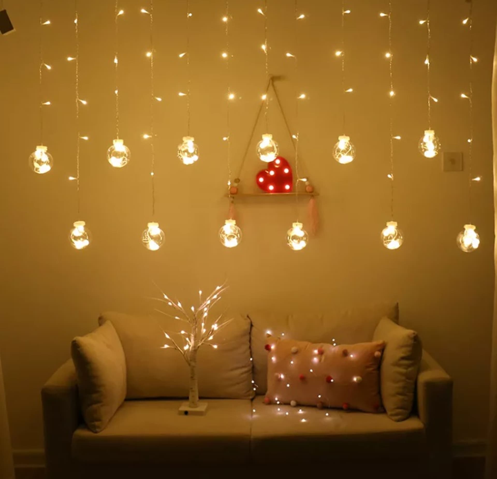 

Lampki LED kurtyna kule wiszące 3m 108LED ciepły biały