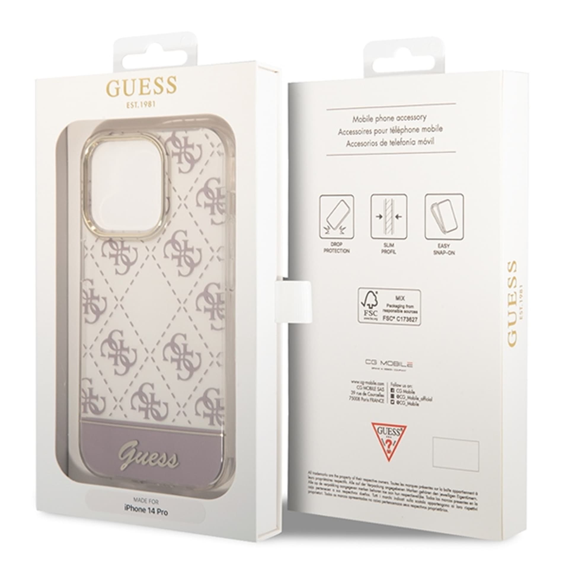 

Guess GUHCP14XHG4MHP iPhone 14 Pro Max 6,7" różowy/pink hardcase 4G Pattern Script