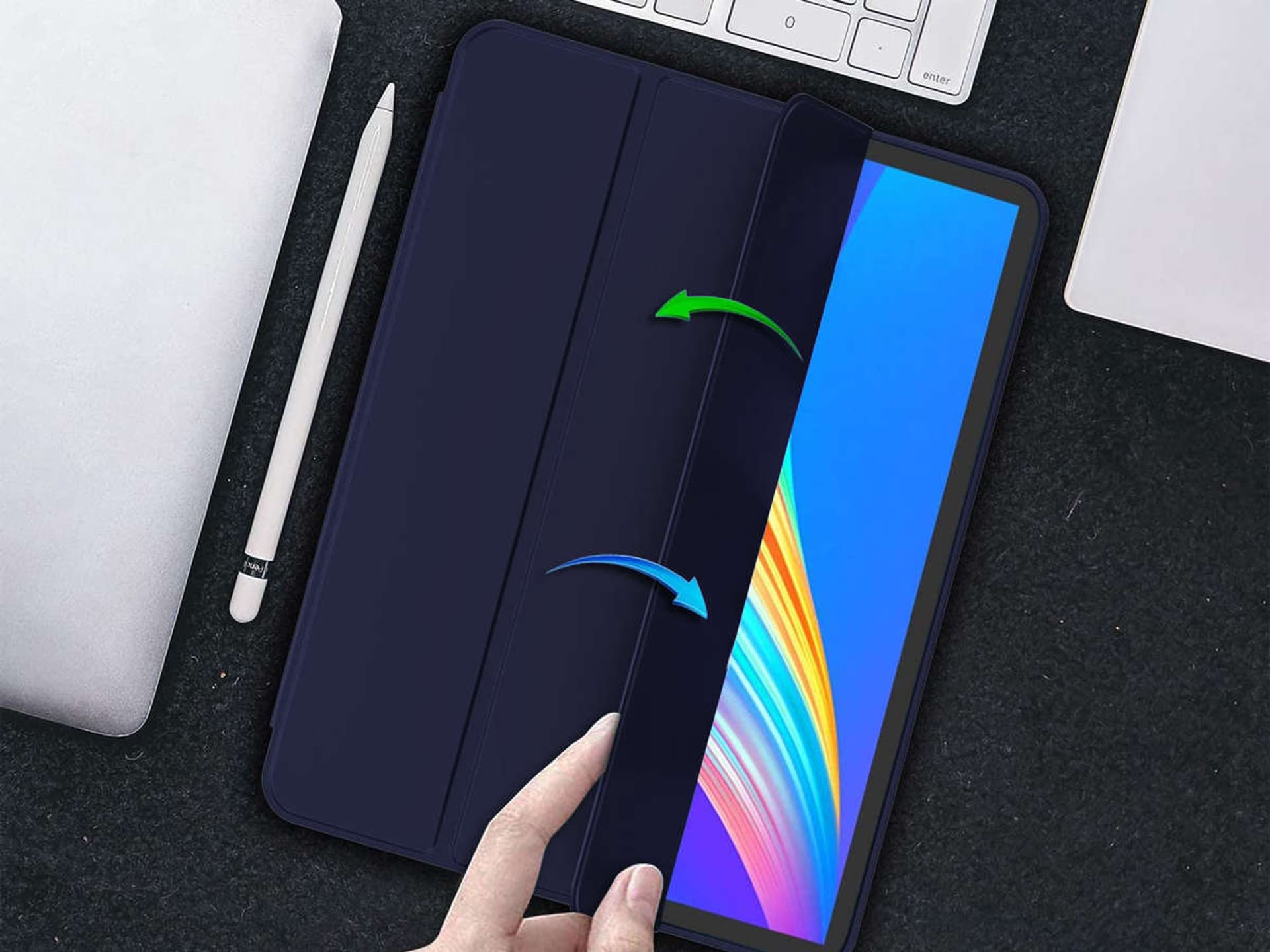 

Etui z klapką obudowa Alogy Smart Case Pencil do iPad Pro 12.9 2021 Granatowy