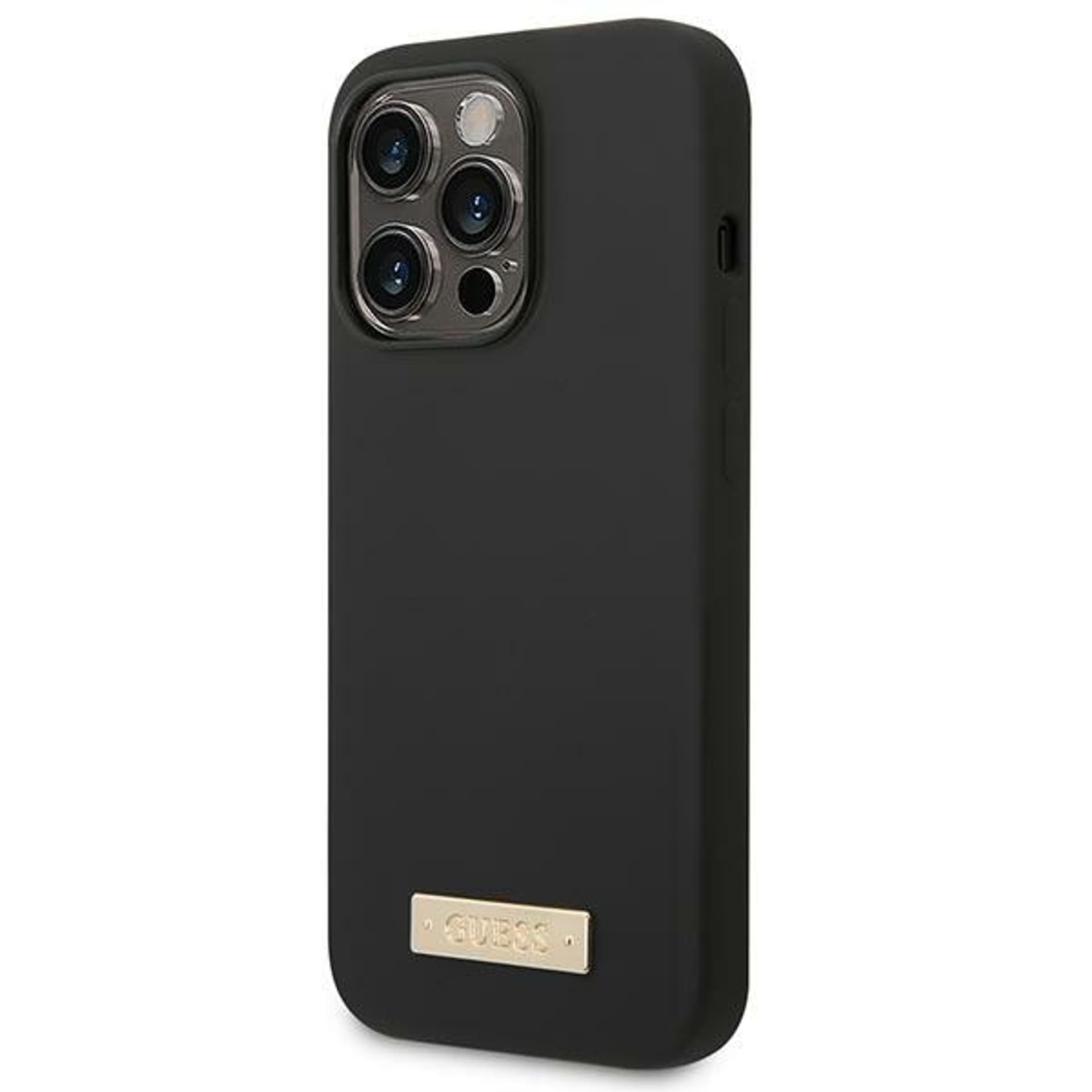 

Guess GUHMP14LSBPLK iPhone 14 Pro 6,1" czarny/black hard case Silicone Logo Plate MagSafe