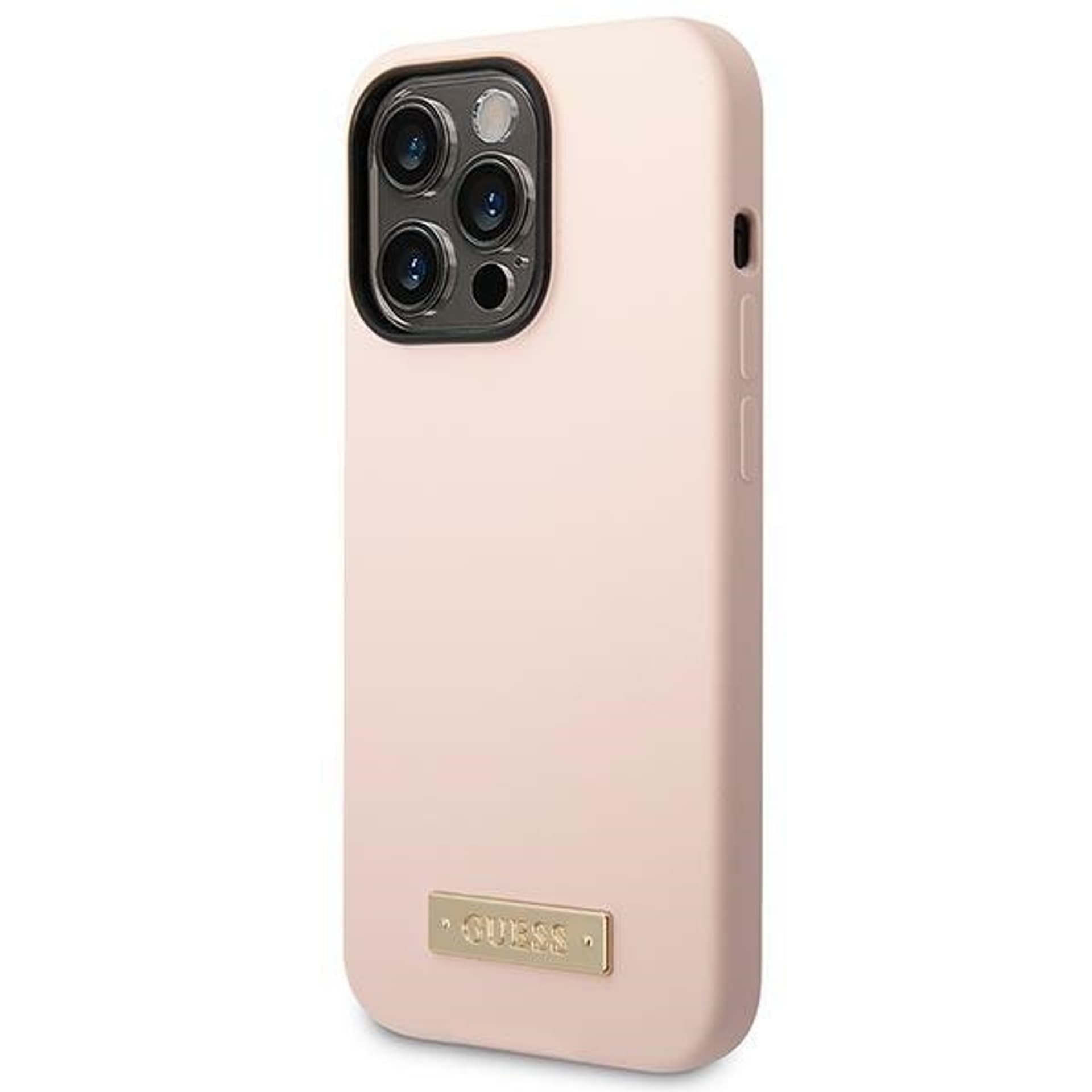 

Guess GUHMP14XSBPLP iPhone 14 Pro Max 6,7" różowy/pink hard case Silicone Logo Plate MagSafe