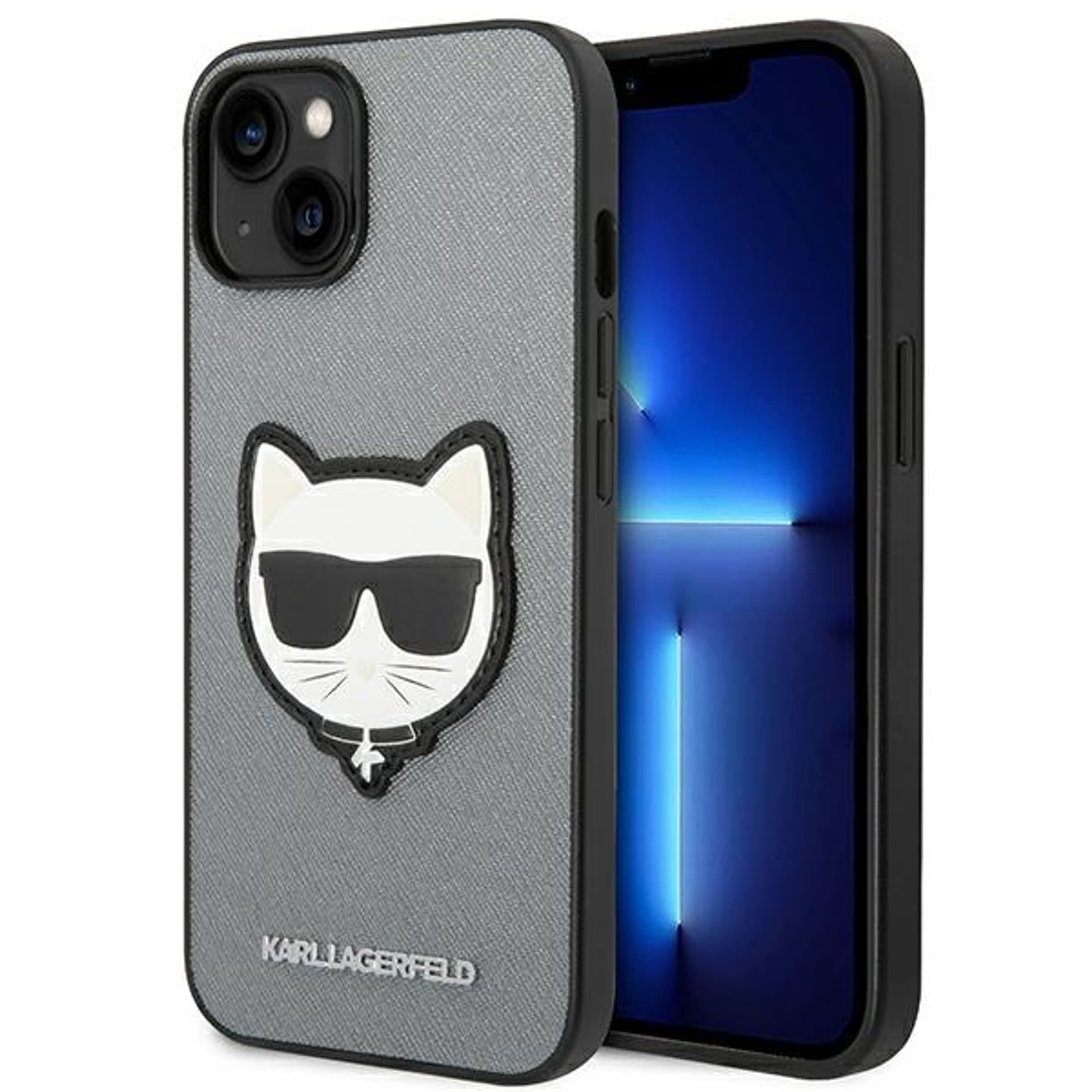 

Karl Lagerfeld Saffiano Choupette Head Patch Case – Etui iPhone 14 Plus (srebrny)