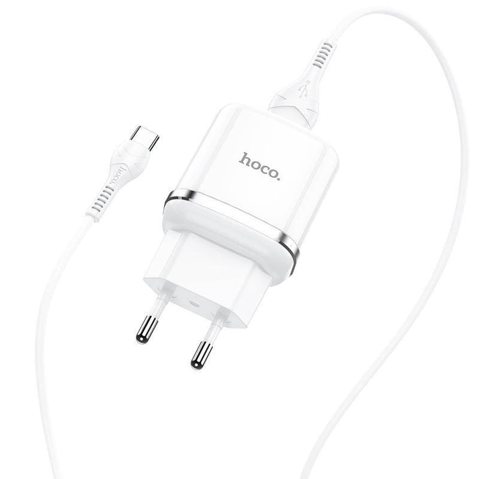 

Ładowarka Sieciowa USB 18W QC3.0 3A + Kabel USB-C 1m HOCO N3 Quick Charge USB Typ C biała