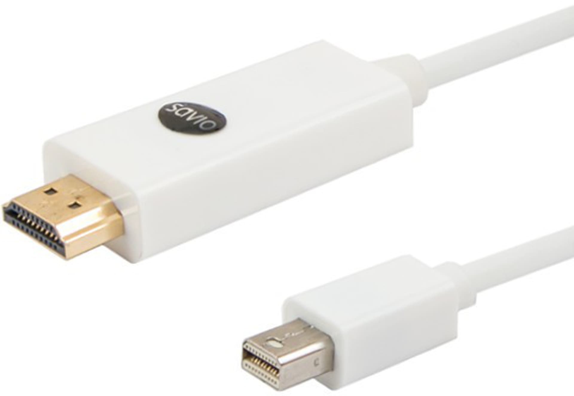 

Kabel SAVIO cl-83 (Mini DisplayPort M - HDMI M; 1,8m; kolor biały)