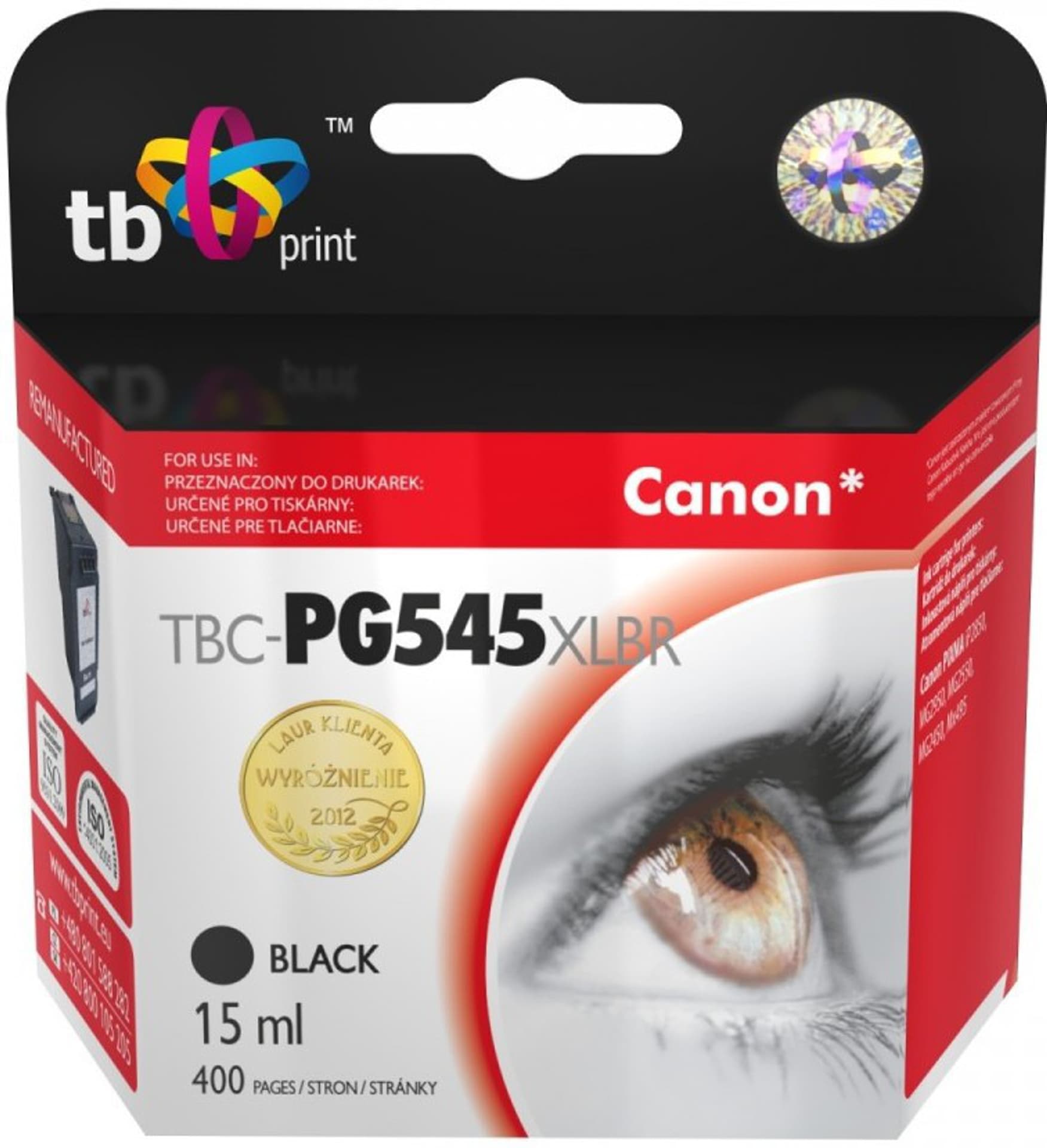 

Tusz do Canon PIXMA iP2850/MG2950/2550/2450/MX495 TBC-PG545XLB ref.