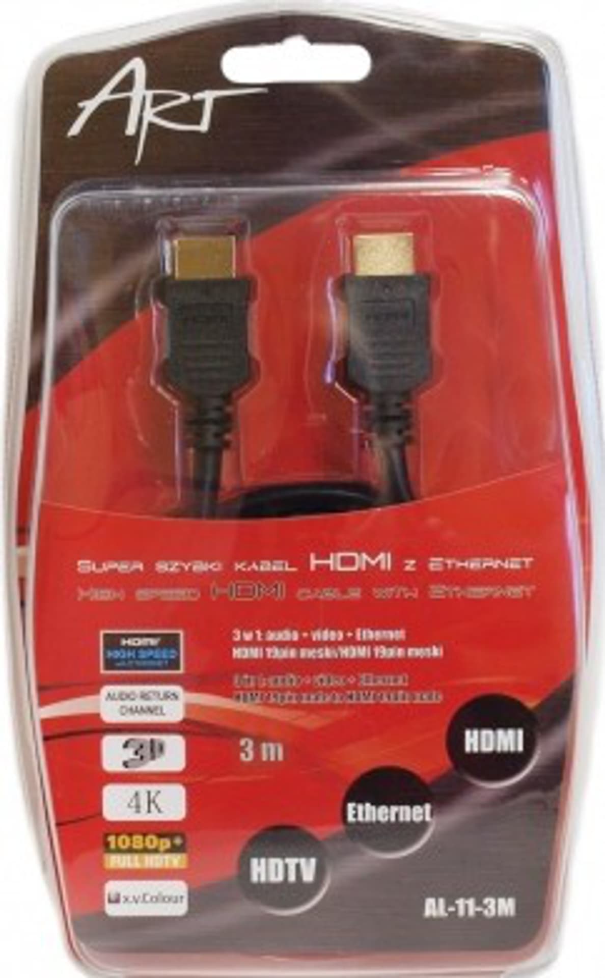 

KABEL HDMI 1.4 m/m 3m ETHERNET 3D AL-11 ART