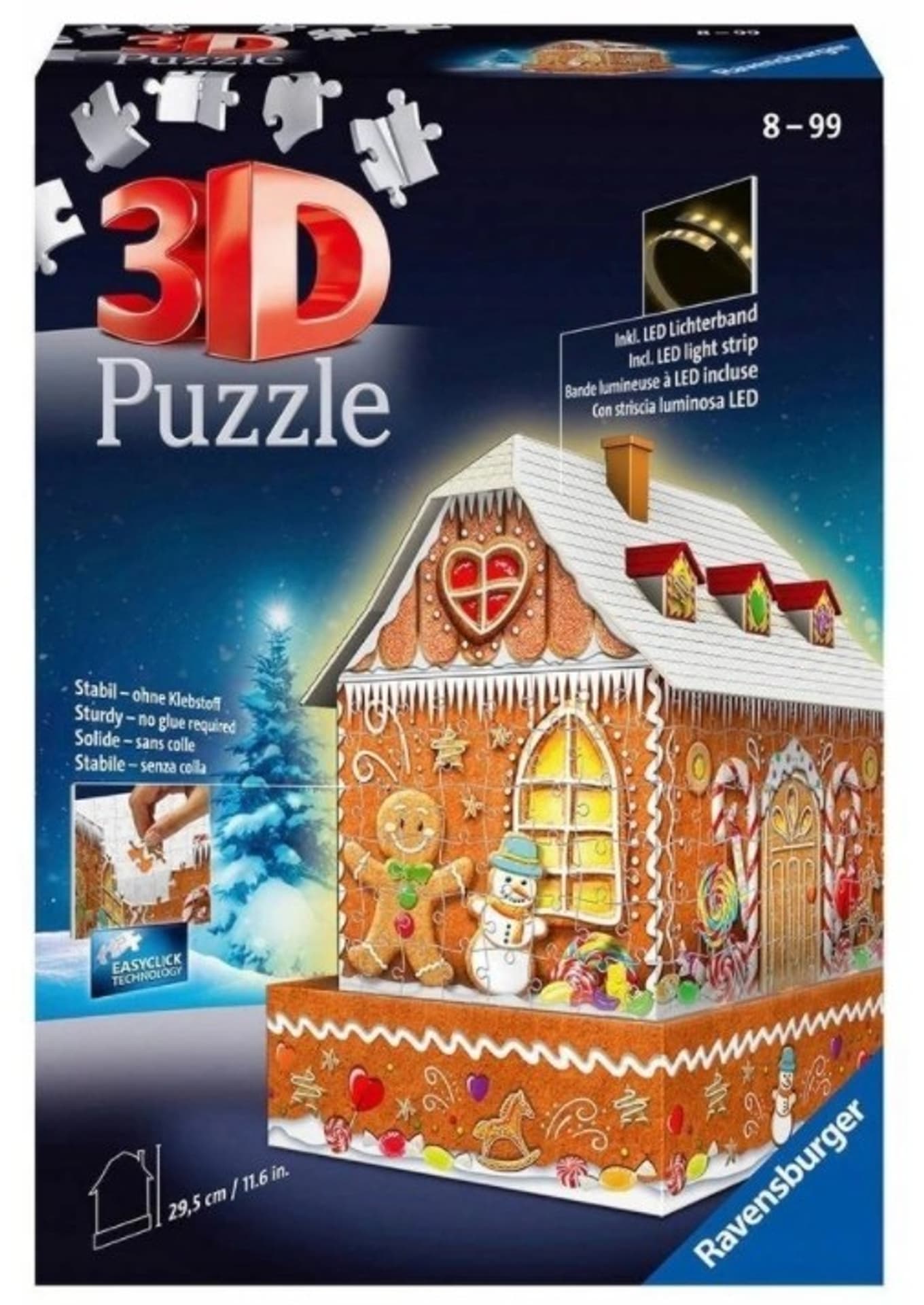 

Puzzle 216 elementów 3D Budynki nocą Piernikawa Chatka