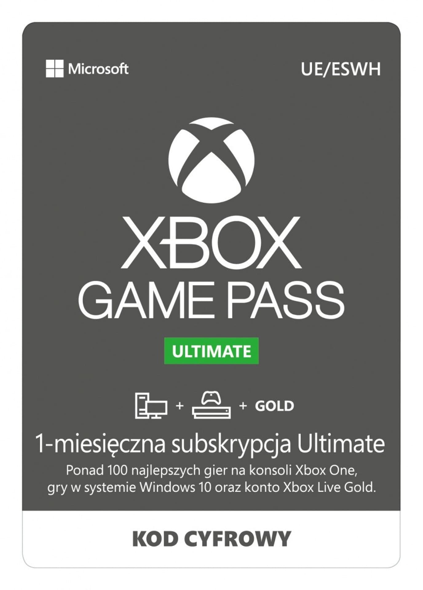 

Subskrypcja ESD Game Pass Ultimate Retail 1M QHW-00008