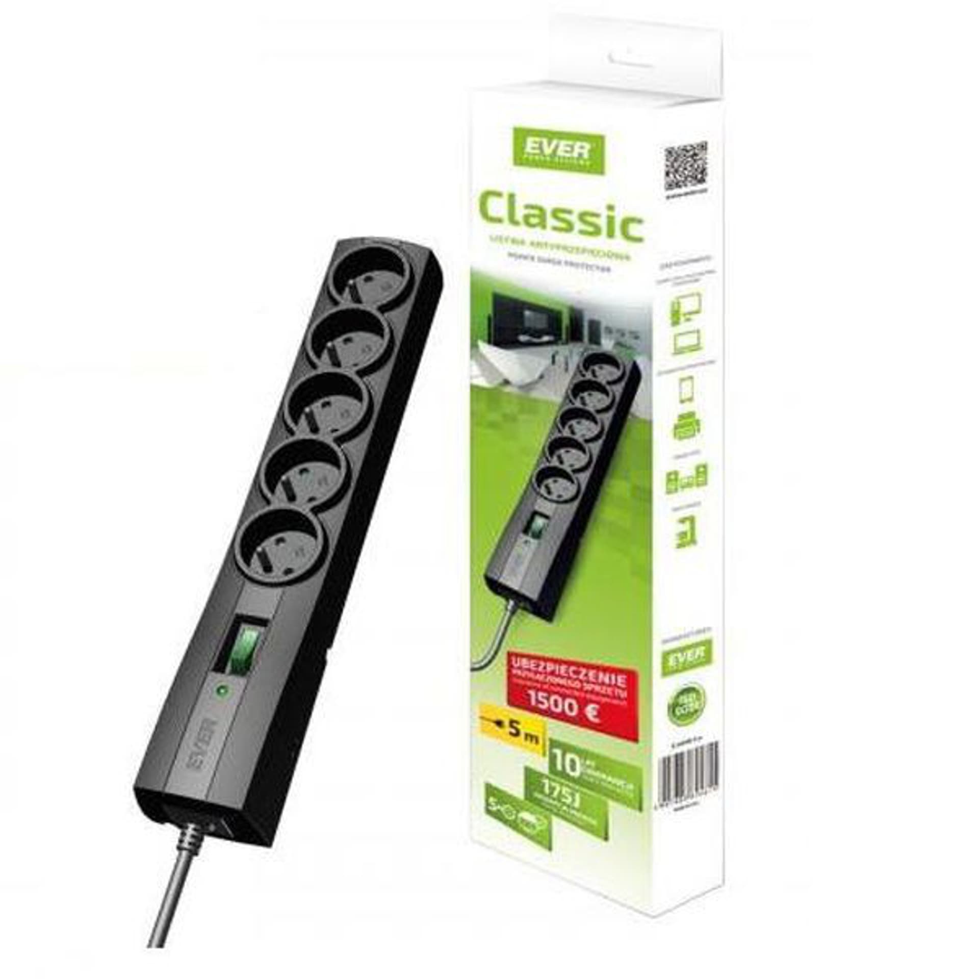 

Listwa przeciwprzepięciowa Ever Classic T/LZ09-CLA050/0000 (5 x UTE; 10 A; 5m; kolor czarny)