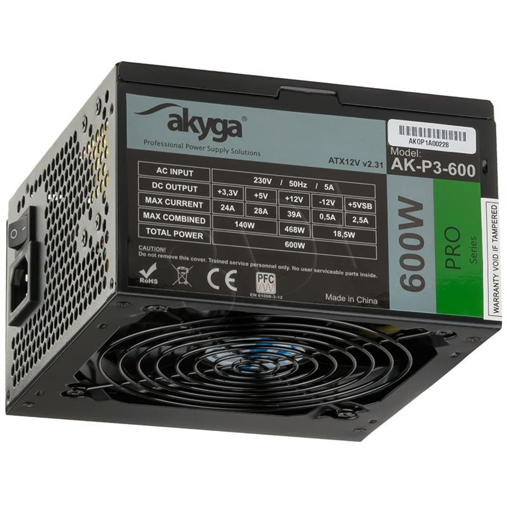 

Zasilacz PC AKYGA 600W AK-P3-600