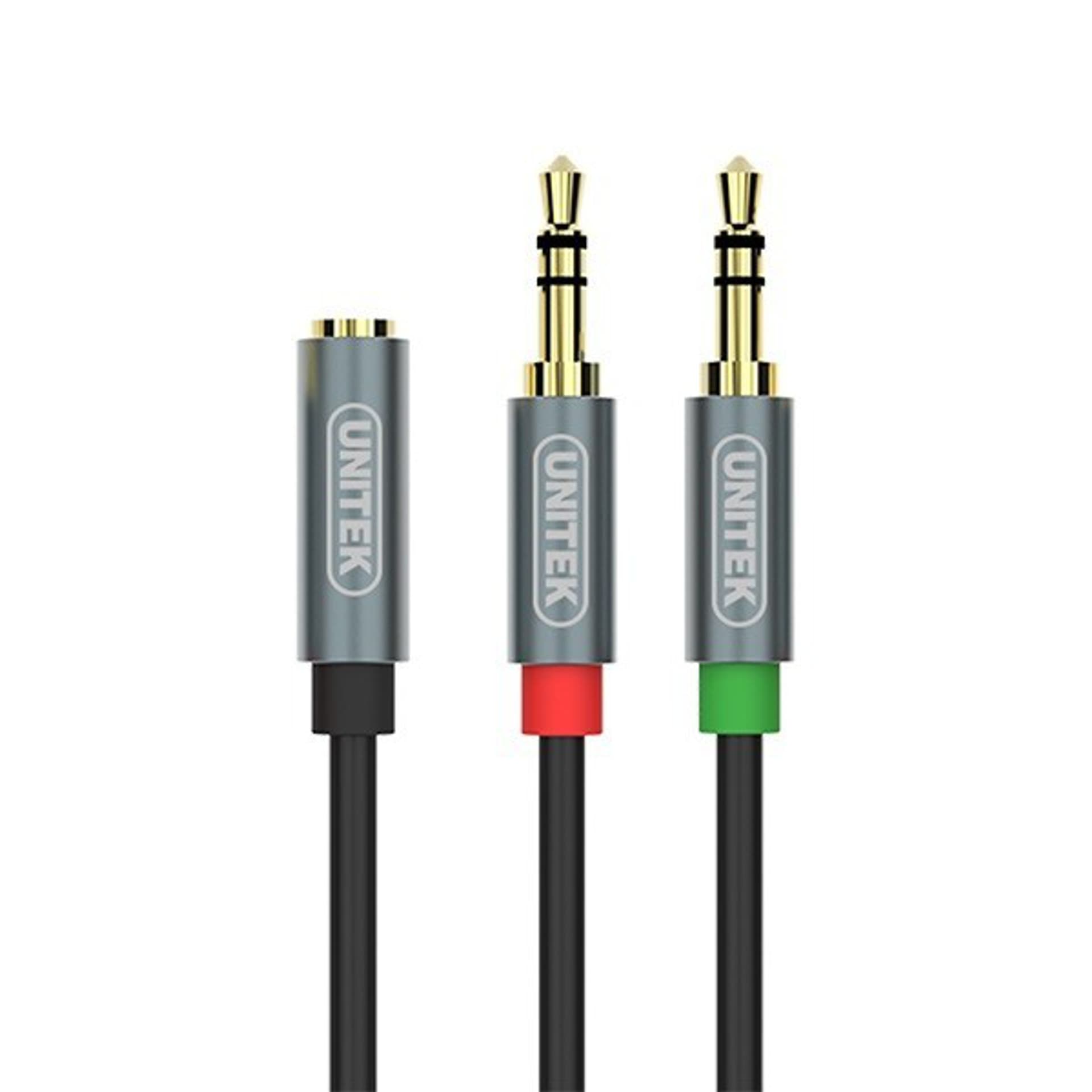 

UNITEK Y-C957ABK 0.2m /s1x MiniJack 3.5 mm (gniazdo) 2x MiniJack 3.5 mm (wtyk)