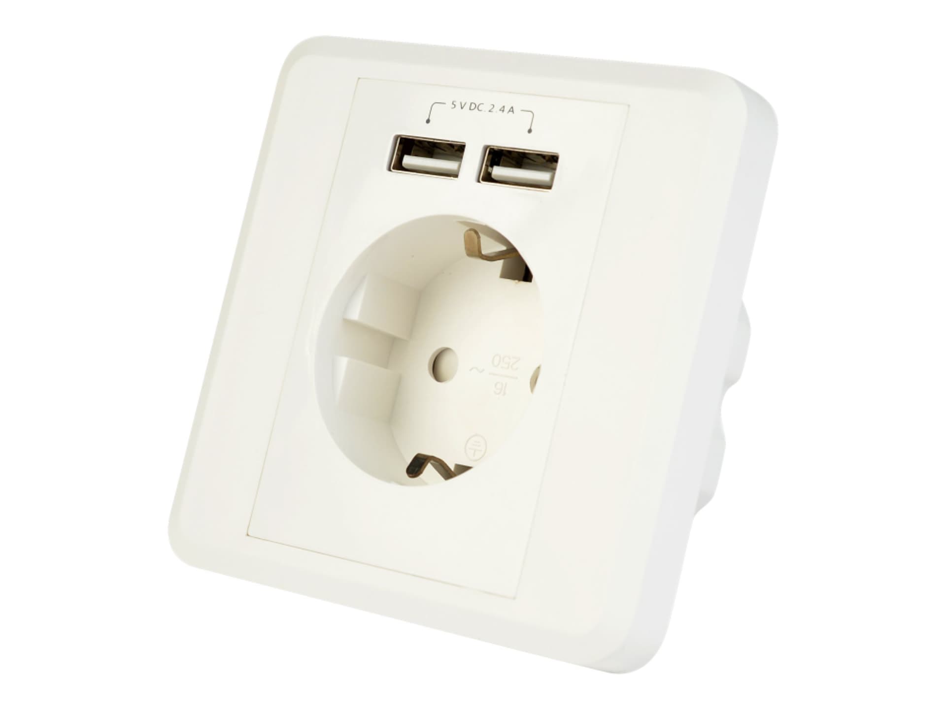

GEMBIRD EG-ACU2A2-01 Gembird gniazdo podtynkowe 230V pojedyncze + 2x USB 2.4A Schuko