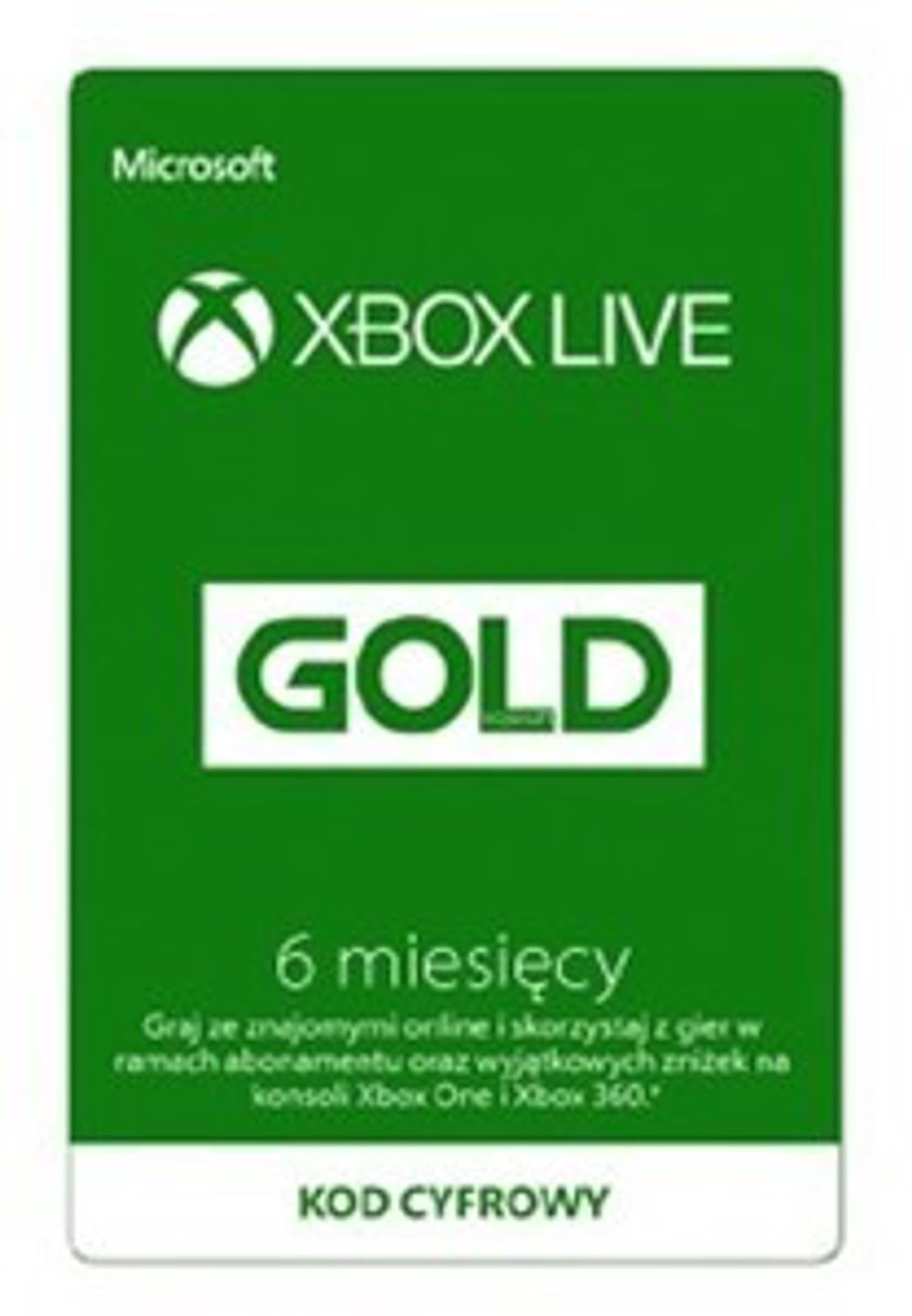 

Xbox Live Gold 6 miesięcy MICROSOFT S3T-00005