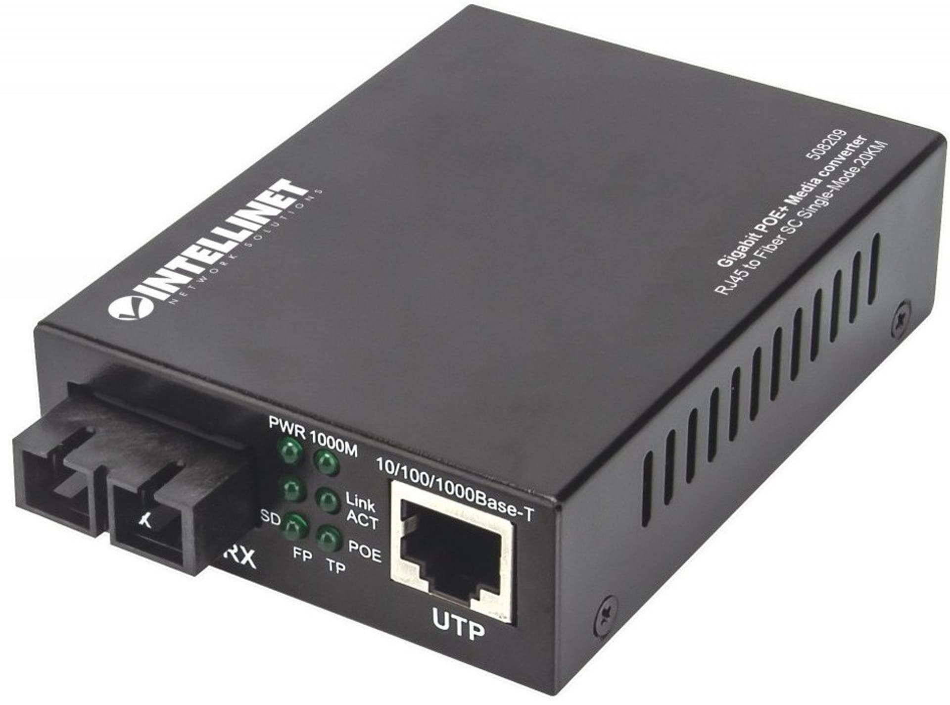 

Media konwerter Gigabit PoE+ 1000Base-T RJ45/1000Base-LX (SC) SM 20km, Sc) sm 20k