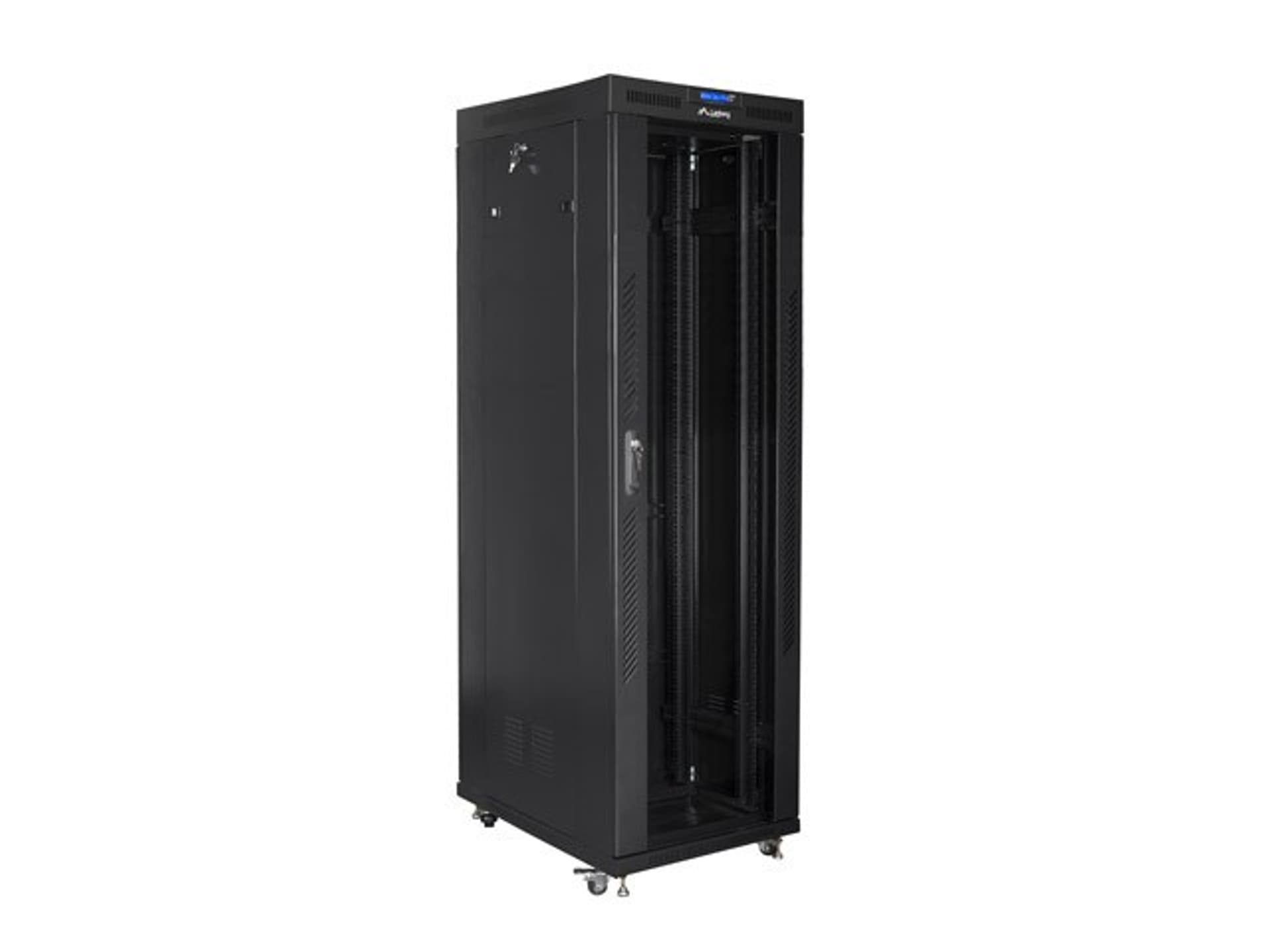 

Szafa instalacyjna rack stojąca 19 42U 800x800 czarna, drzwi szklane LCD (Flat pack)