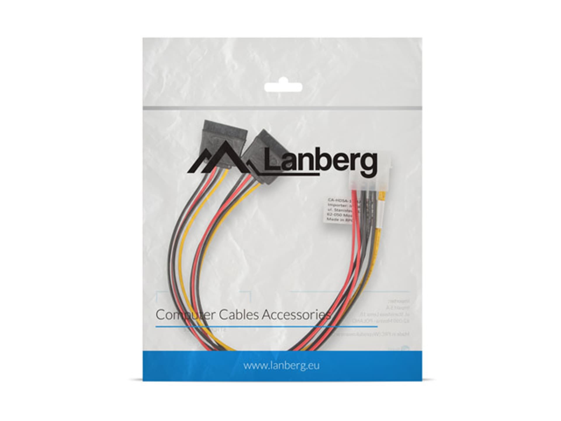

Kabel zasilający LANBERG 4 piny zasilanie wewnętrzne - męski 0.3m. CA-HDSA-11CU-0030