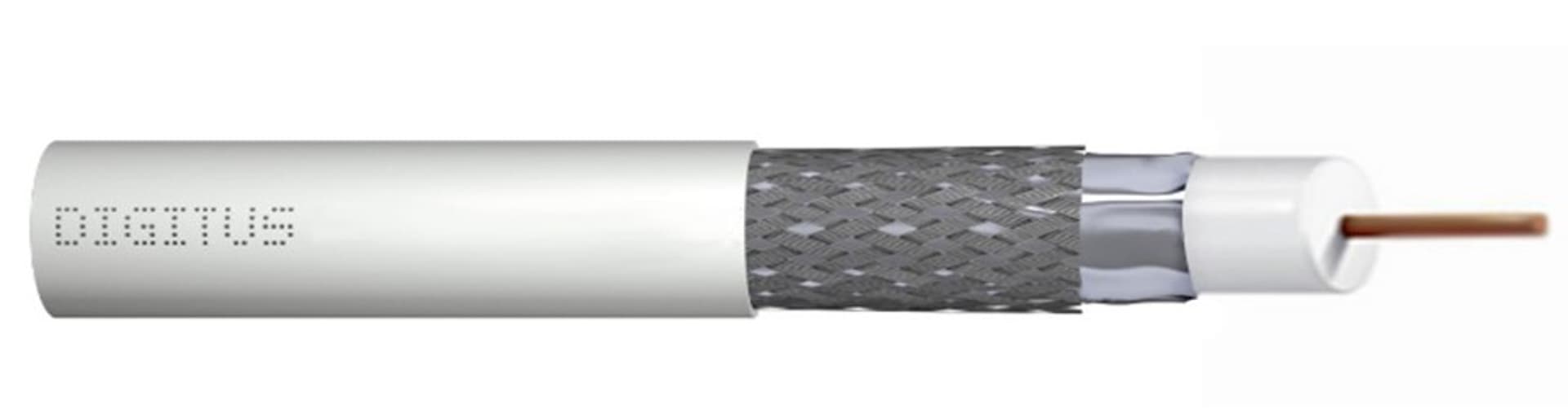 

Kabel koncentryczny RG-6, 75 Ohm, ekran (folia+oplot 77%), Eca, PVC, 305m, szpula Biały, Folia+oplot 77%)/eca/pvc/szpula biał