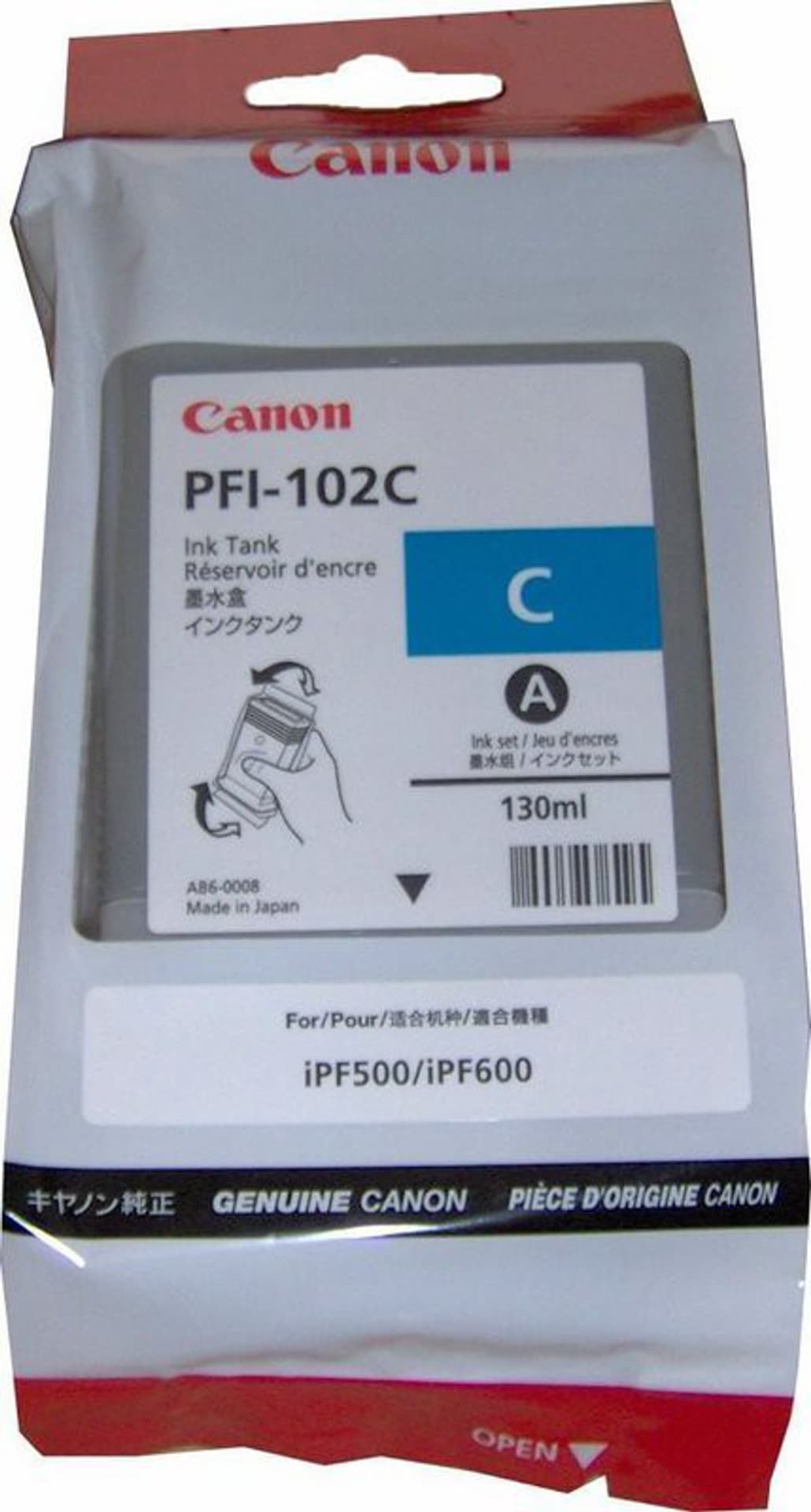 

Canon oryginalny ink / tusz PFI102C, cyan, 130ml, 0896B001, Canon iPF-500, 600, 700, 765