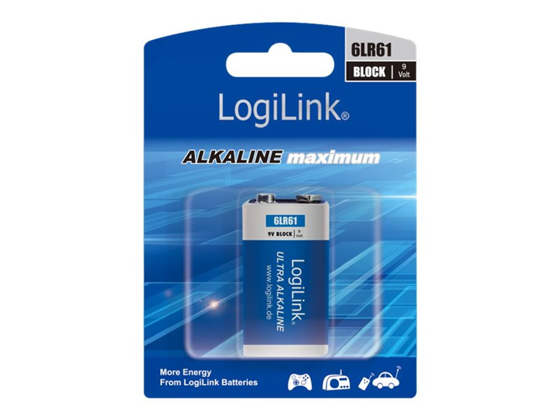 

Baterie LOGILINK Alkaliczna 6LR61 480mAh 1 szt. 6LR61B1