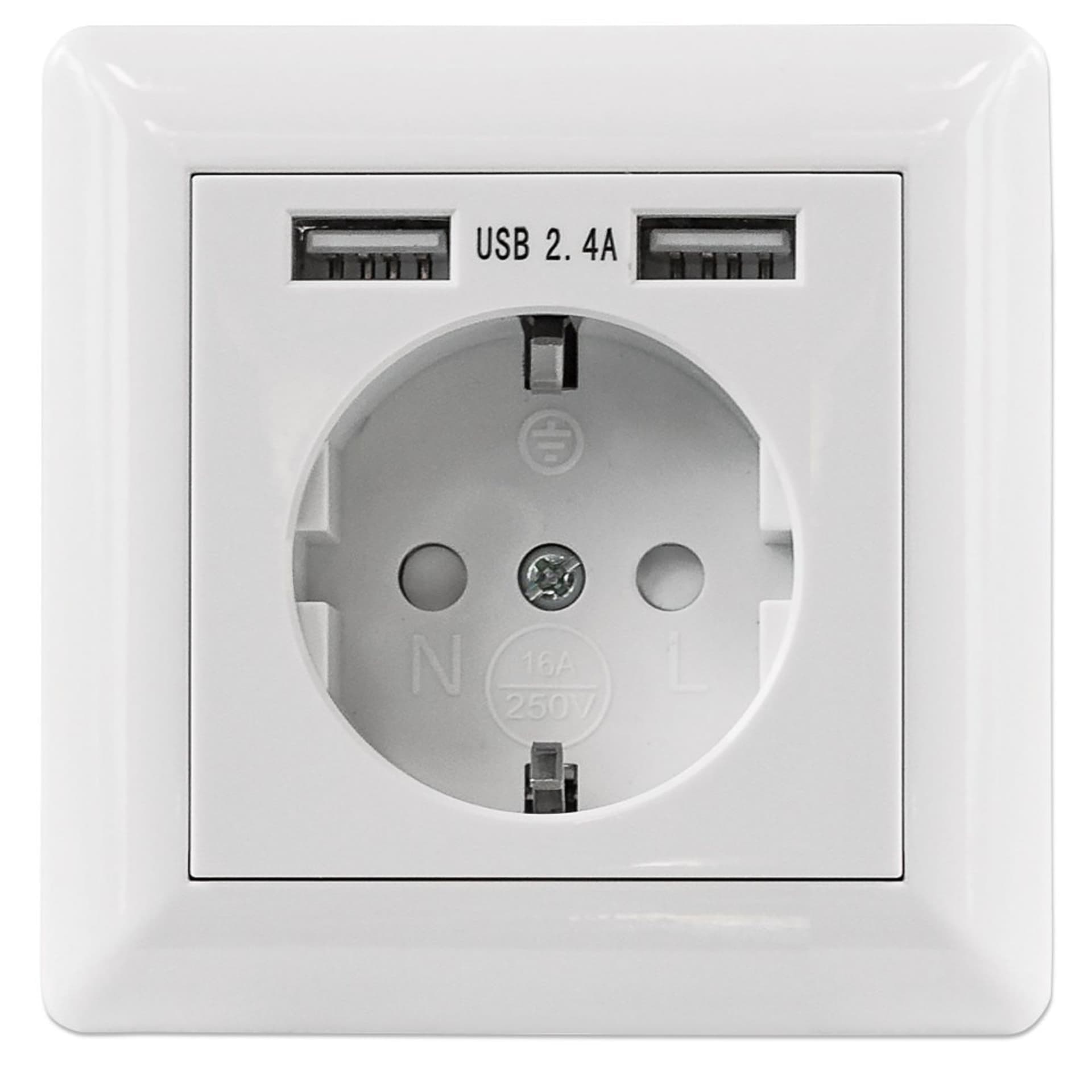 

GNIAZDO EL+2XUSB-A PODT WH