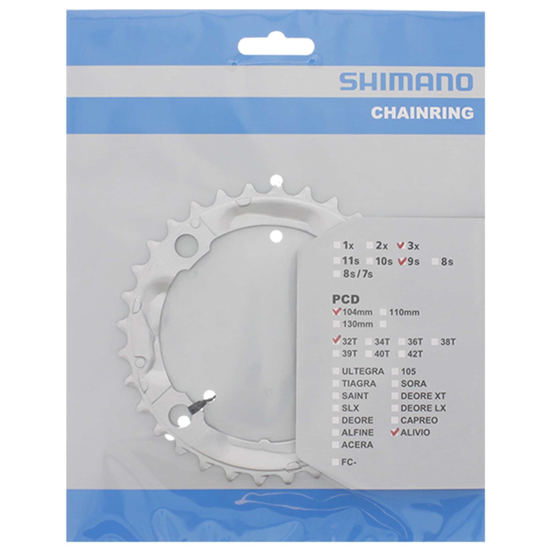 

Zębatka rowerowa przednia Shimano Alivio FC-M430 32T srebrna