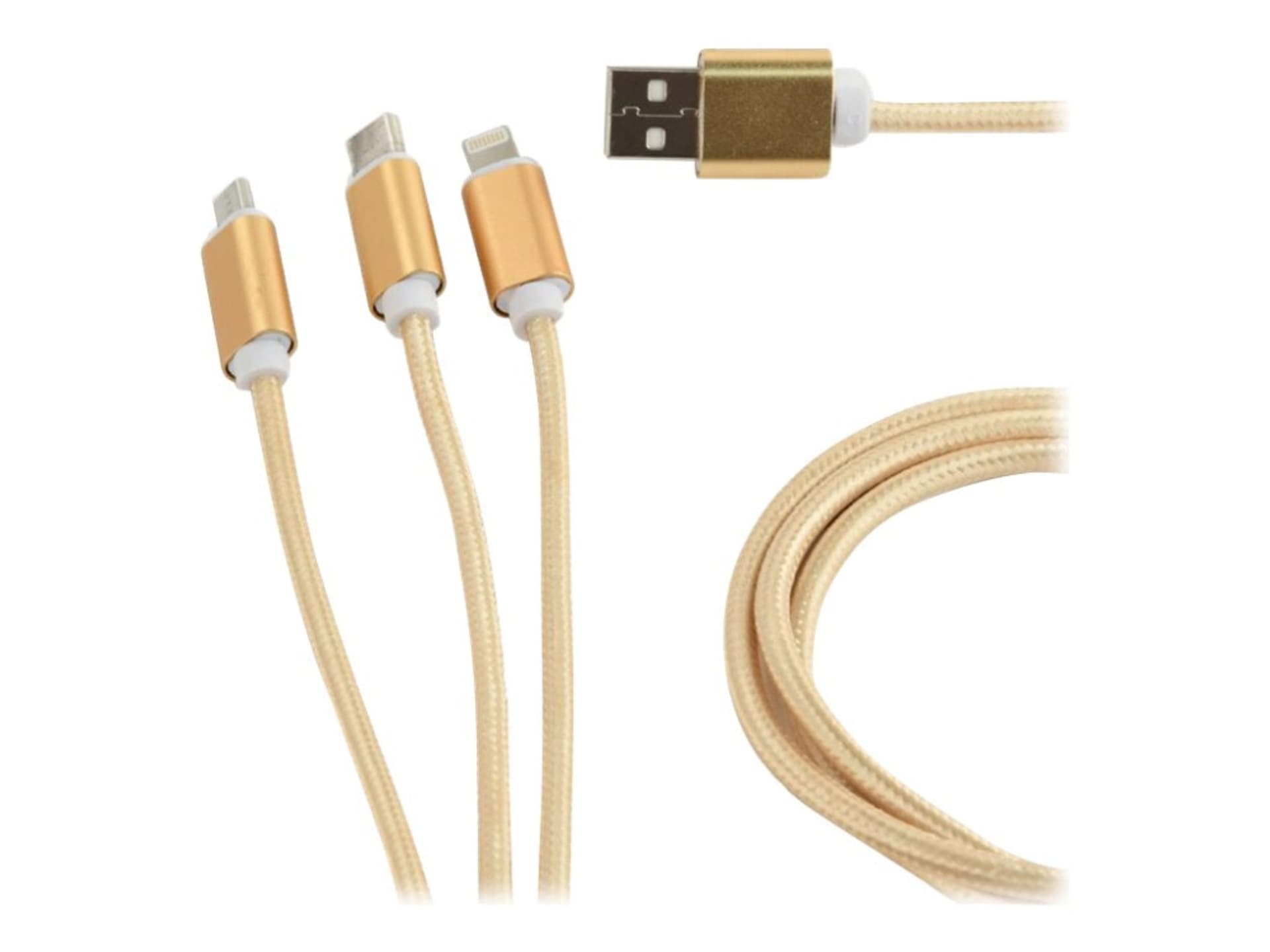 

Kabel USB 3w1 do ładowania/1m/złoty