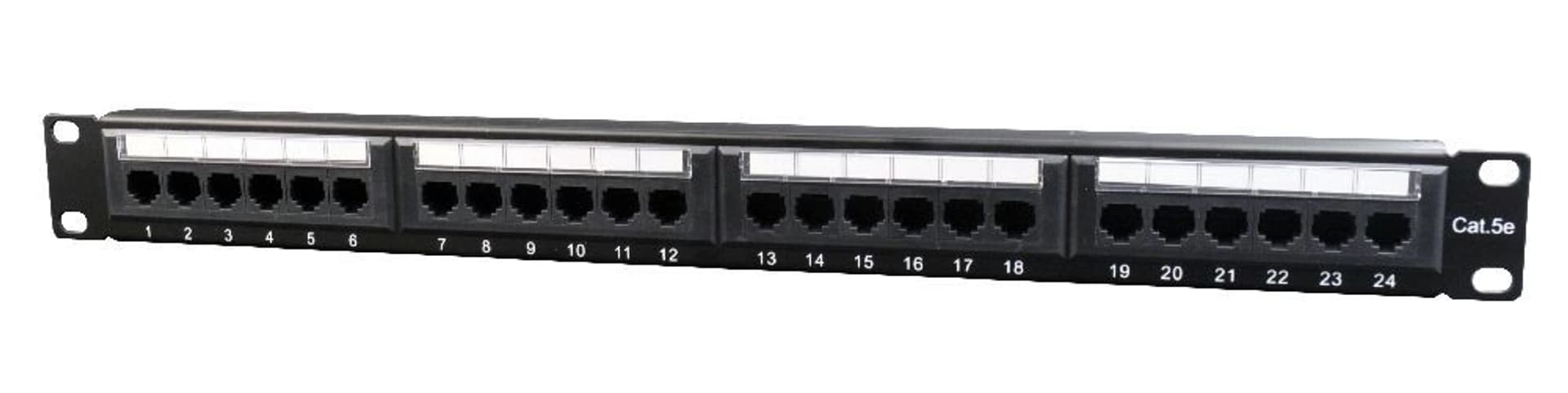 

Patch Panel 24 Porty 1U 19'' Kat.5e z funkcją organizacji kabli czarny