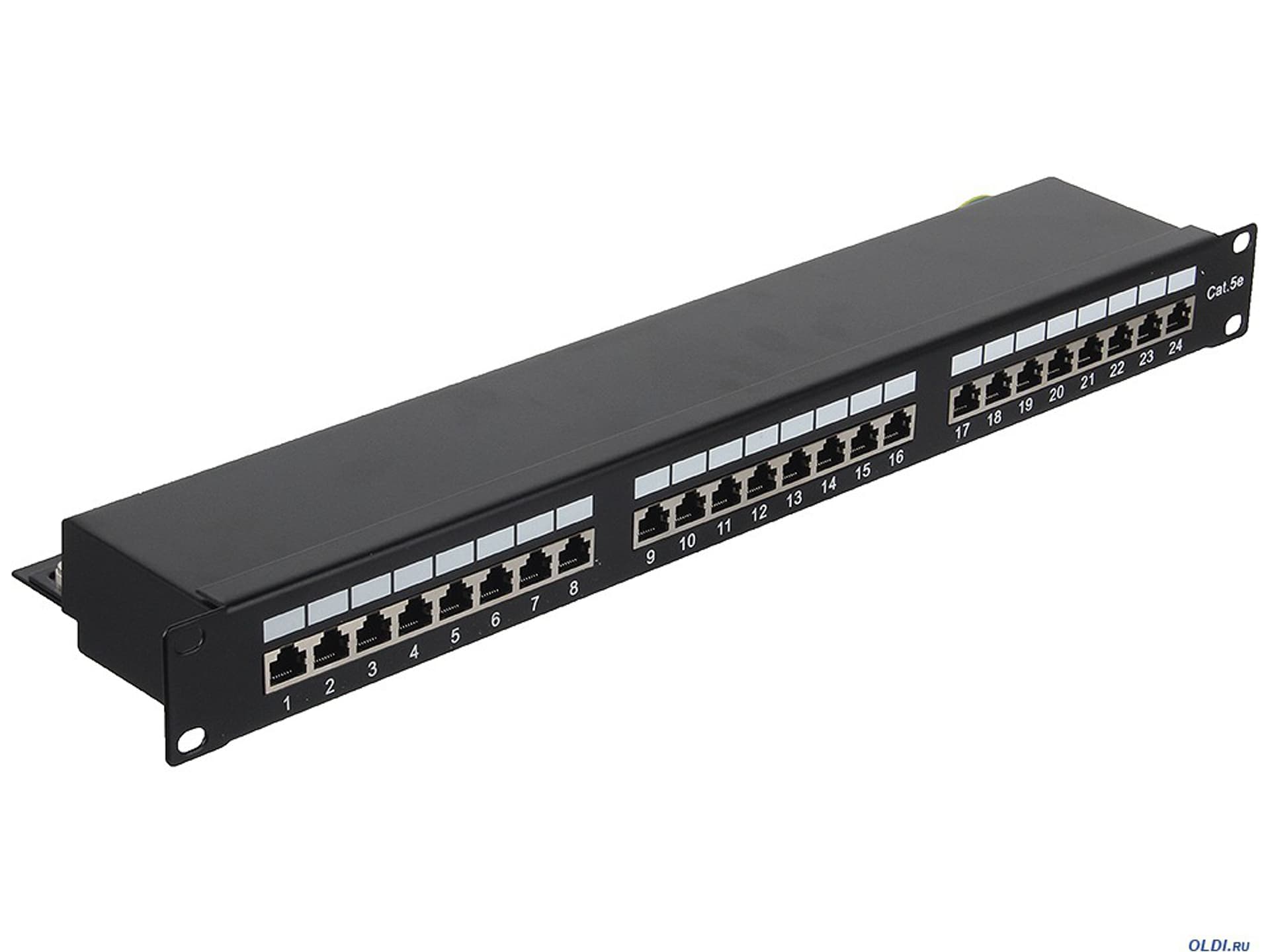 

Patch Panel 24 Porty 1U 19'' Kat.5e ekran z funkcją organizacji kabli czarny