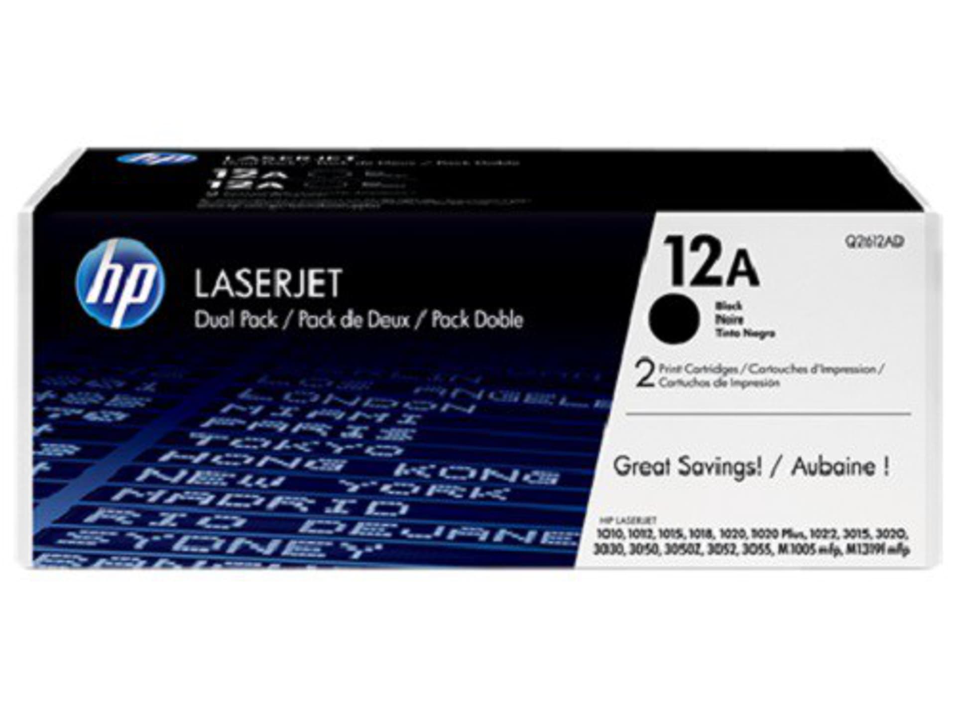 

HP oryginalny toner Q2612AD, black, 4000 (2x2000)s, HP 12A, HP LaserJet 1010, 1012, 1015, 1020, 1022, 3015, 3020, dual pack, 2szt,
